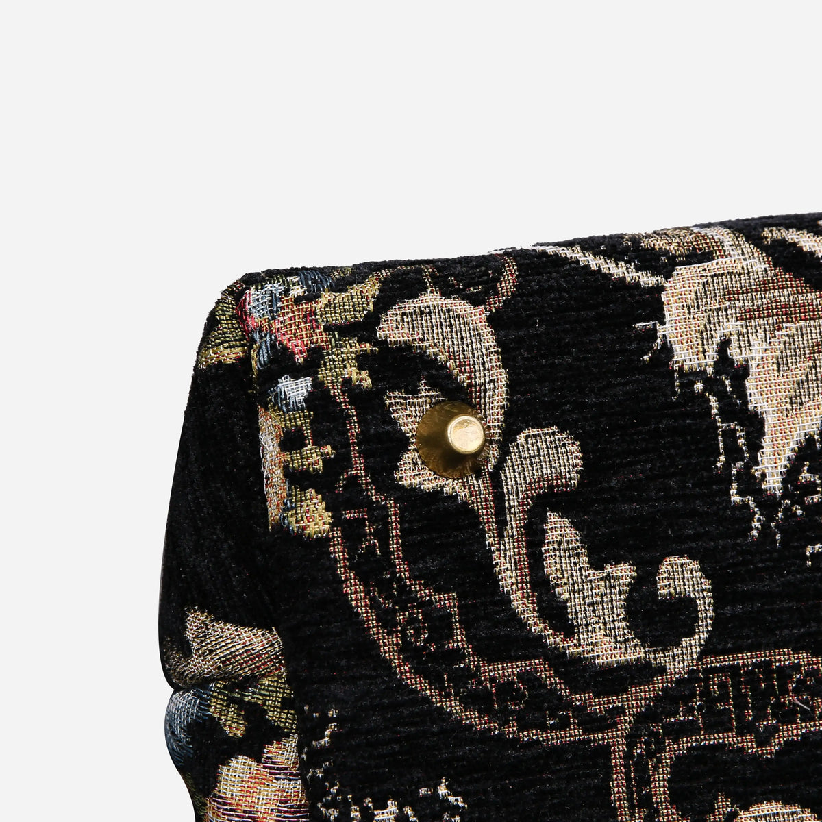 Floral Black Leather Brown Carpet Satchel carpet bag MCW Handmade of America bottom