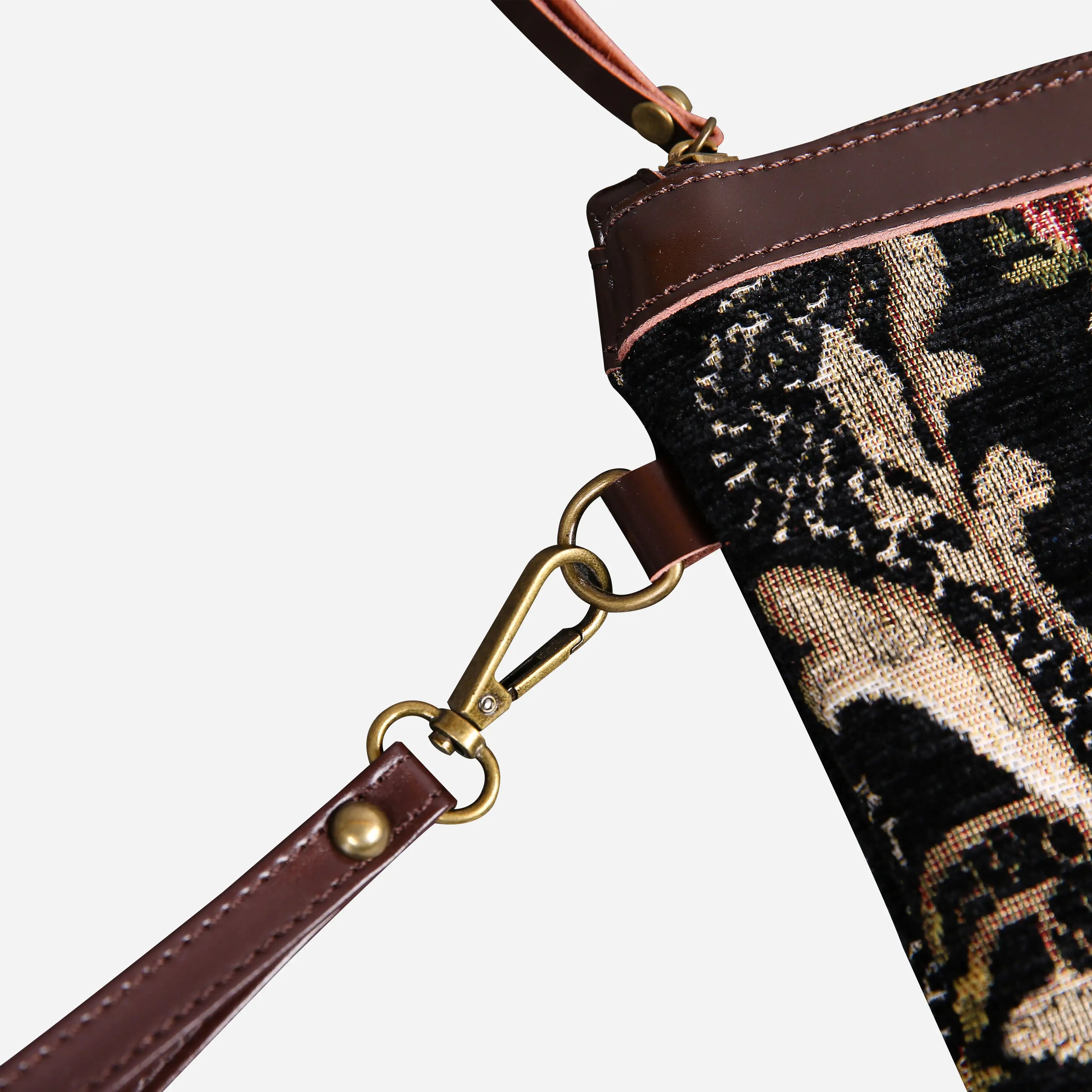 Floral Black Wristlet Clutch carpet bag MCW Handmade-3