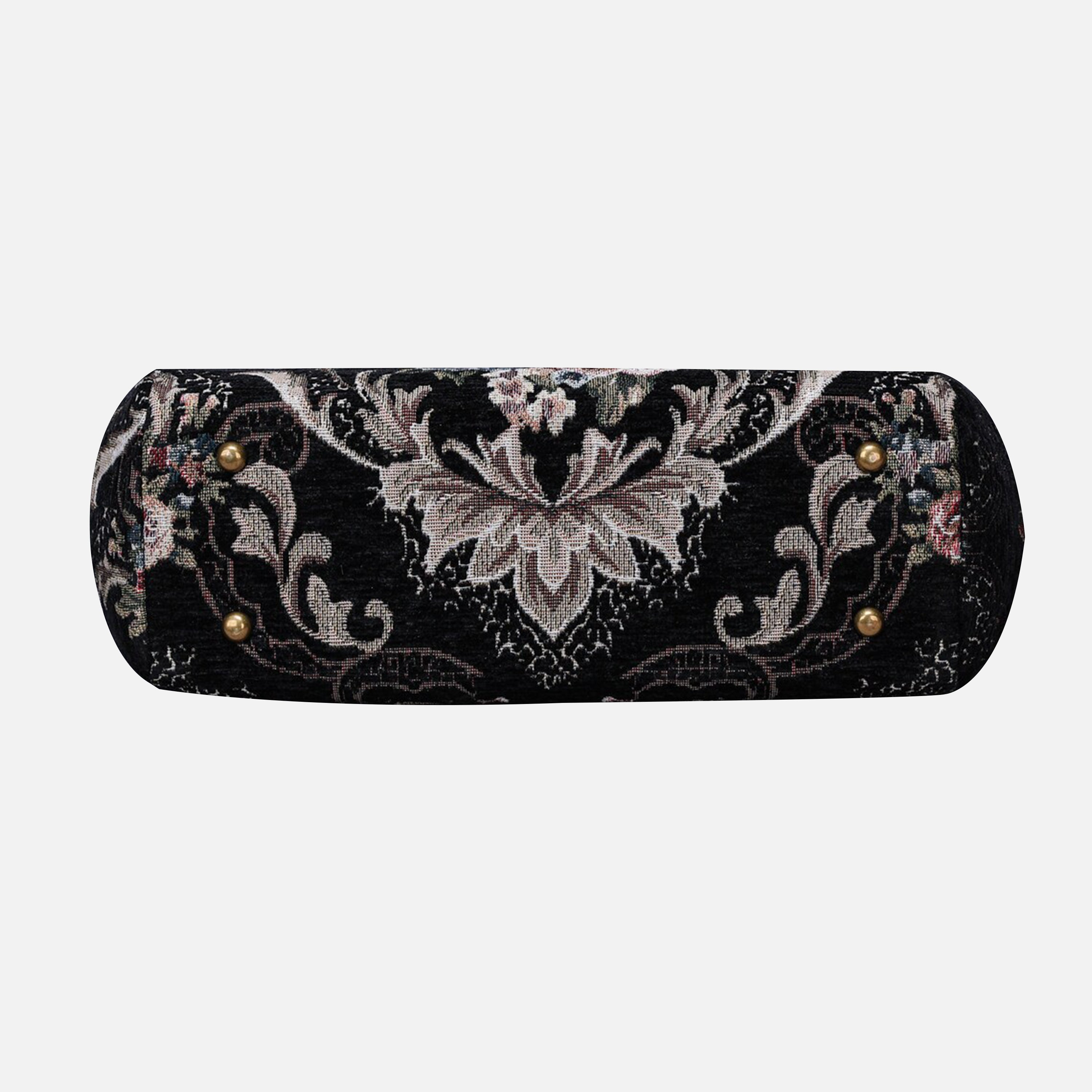 Floral Black Top Handle Purse carpet bag of America bottom