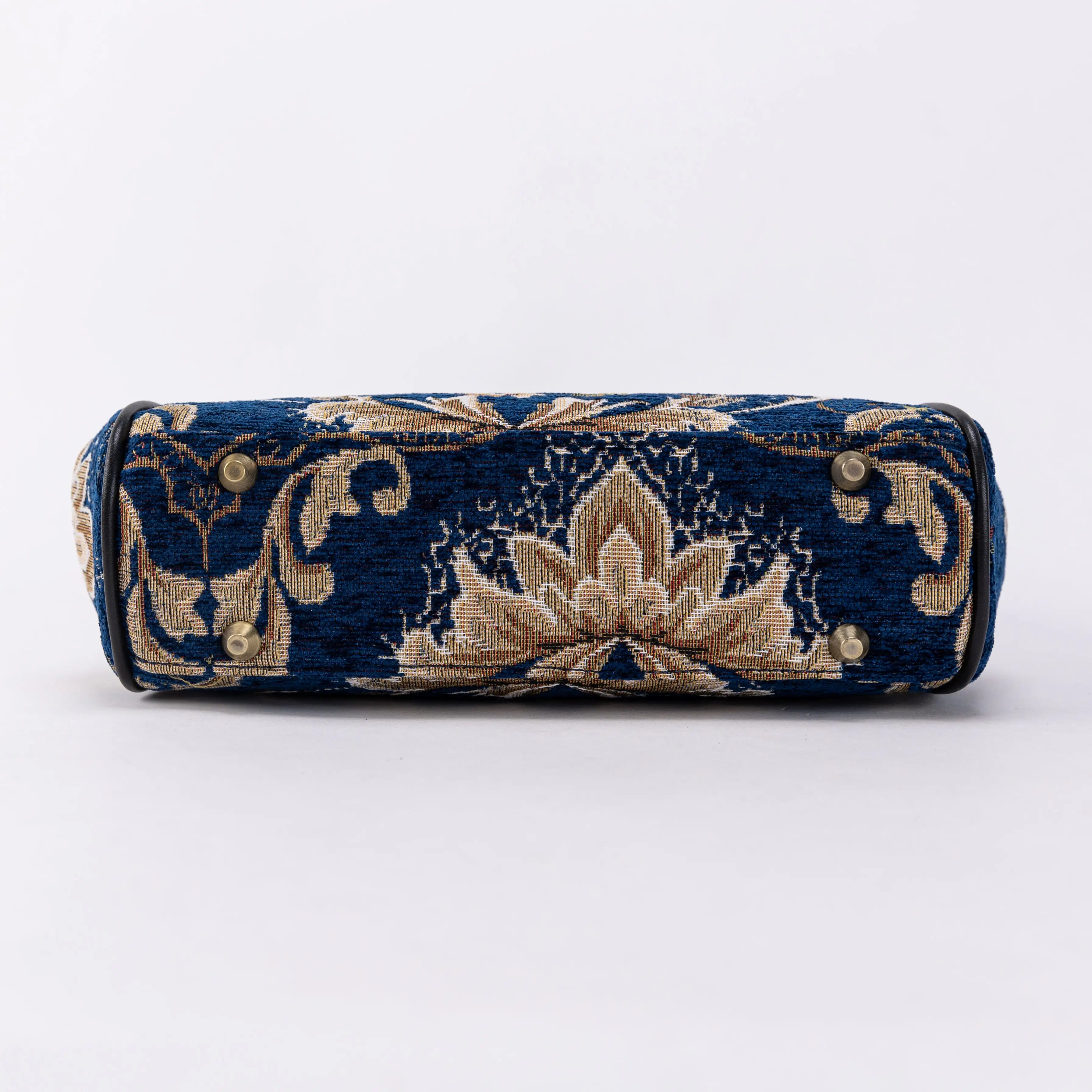 Floral Blue Alma Satchel Carpet Bag of America bottom