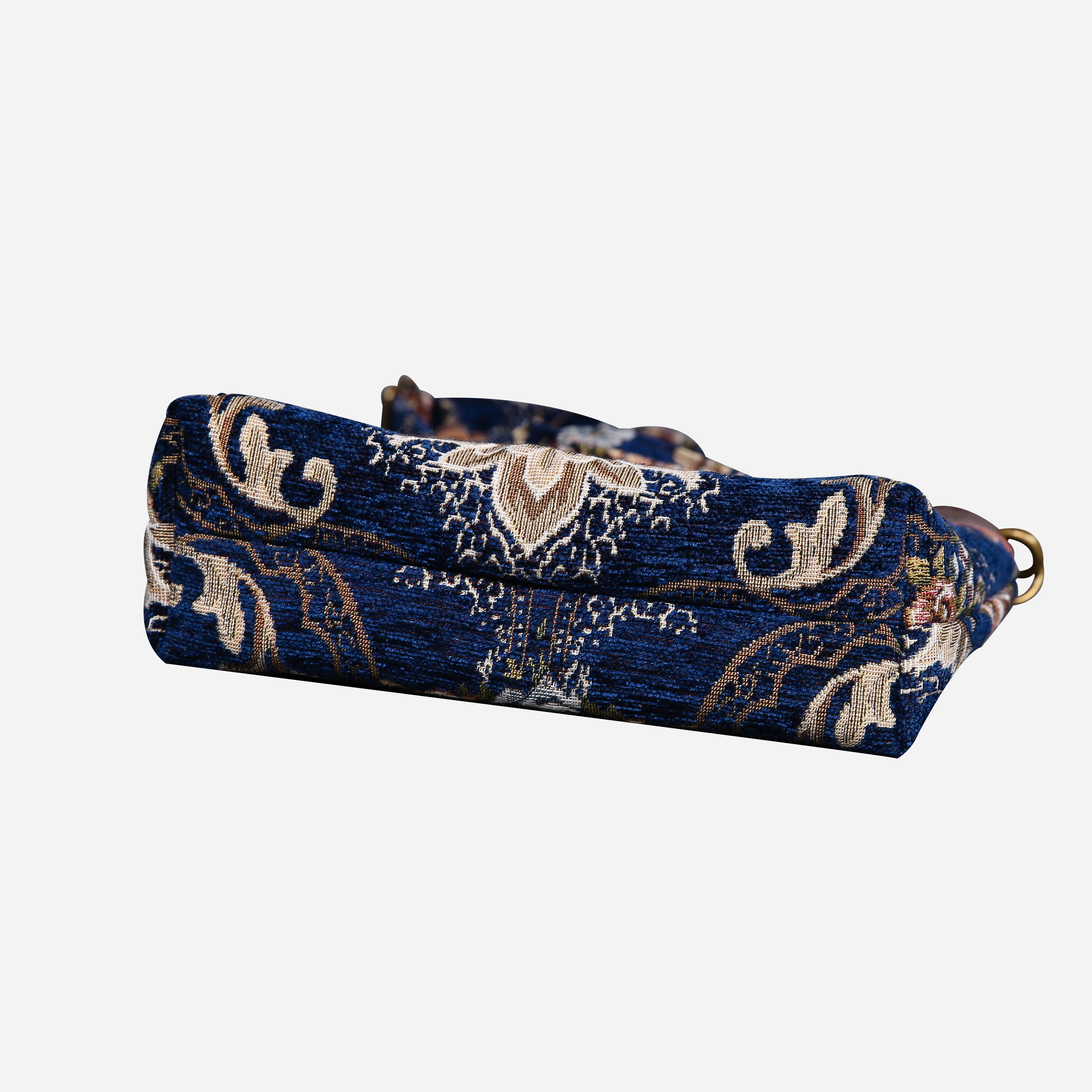 Floral Blue Butterfly Crossbody Bag Carpetbag of America bottom