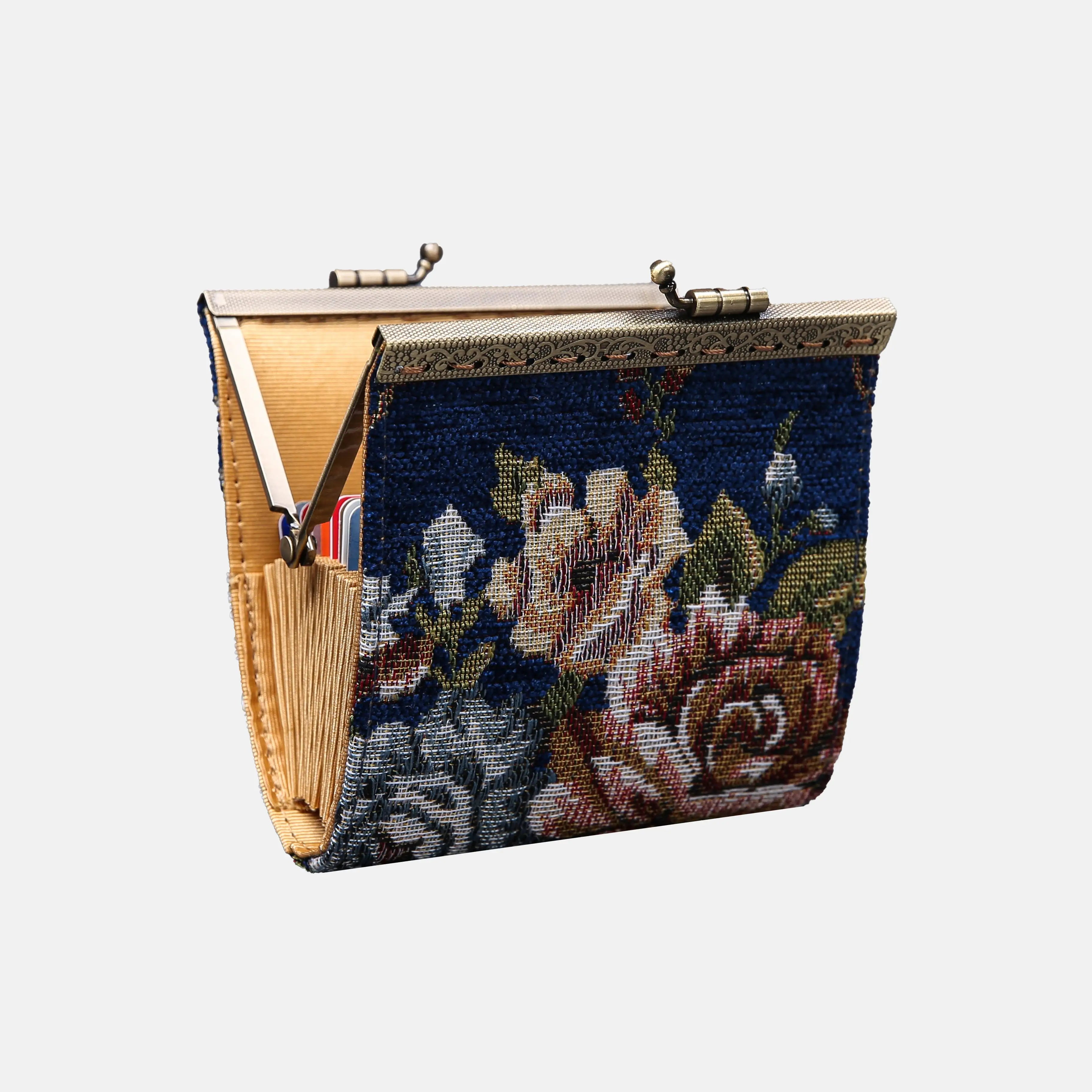 Floral Blue Card Wallet  of America 17 slots side