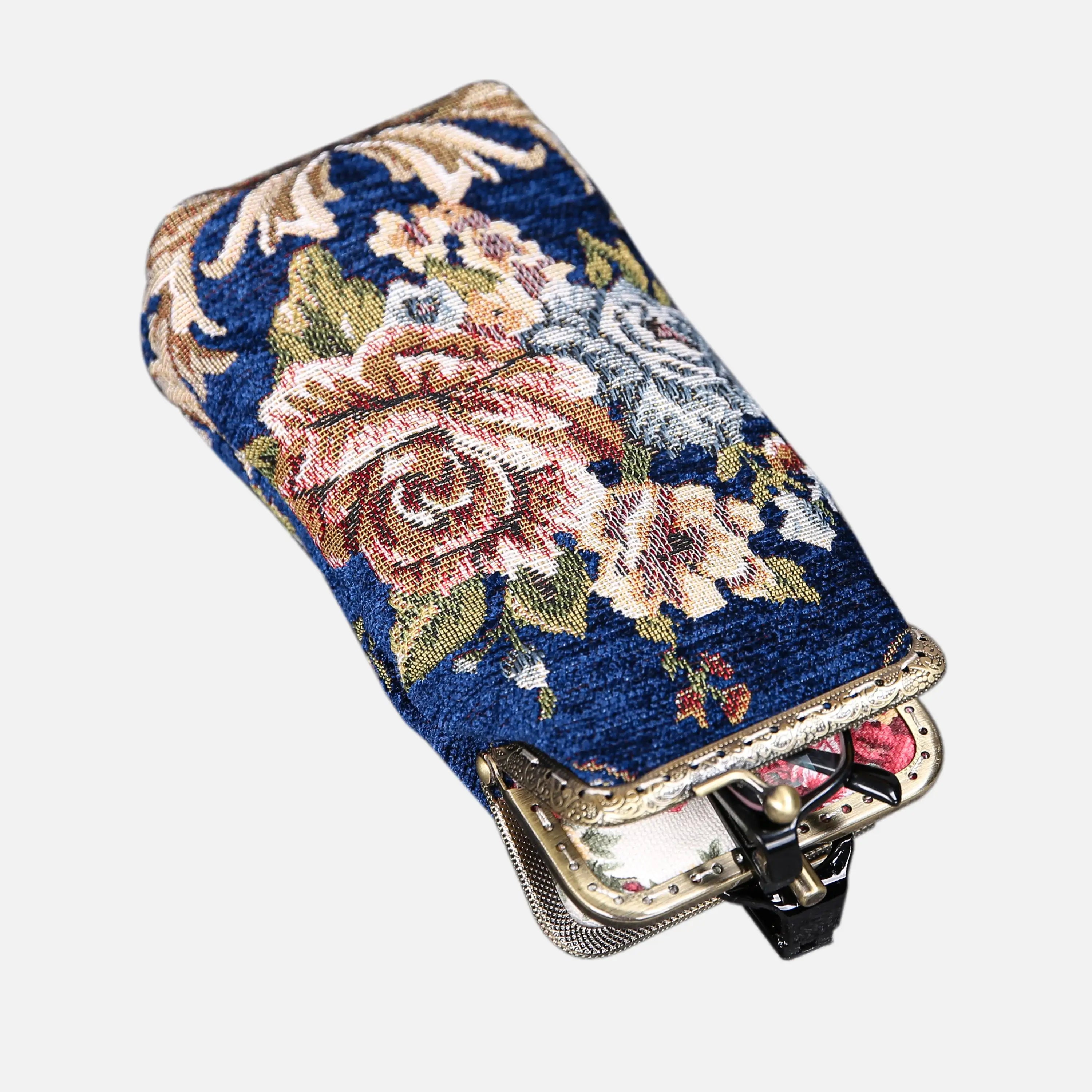Floral Blue Carpet Eyeglasses Case of America front-1