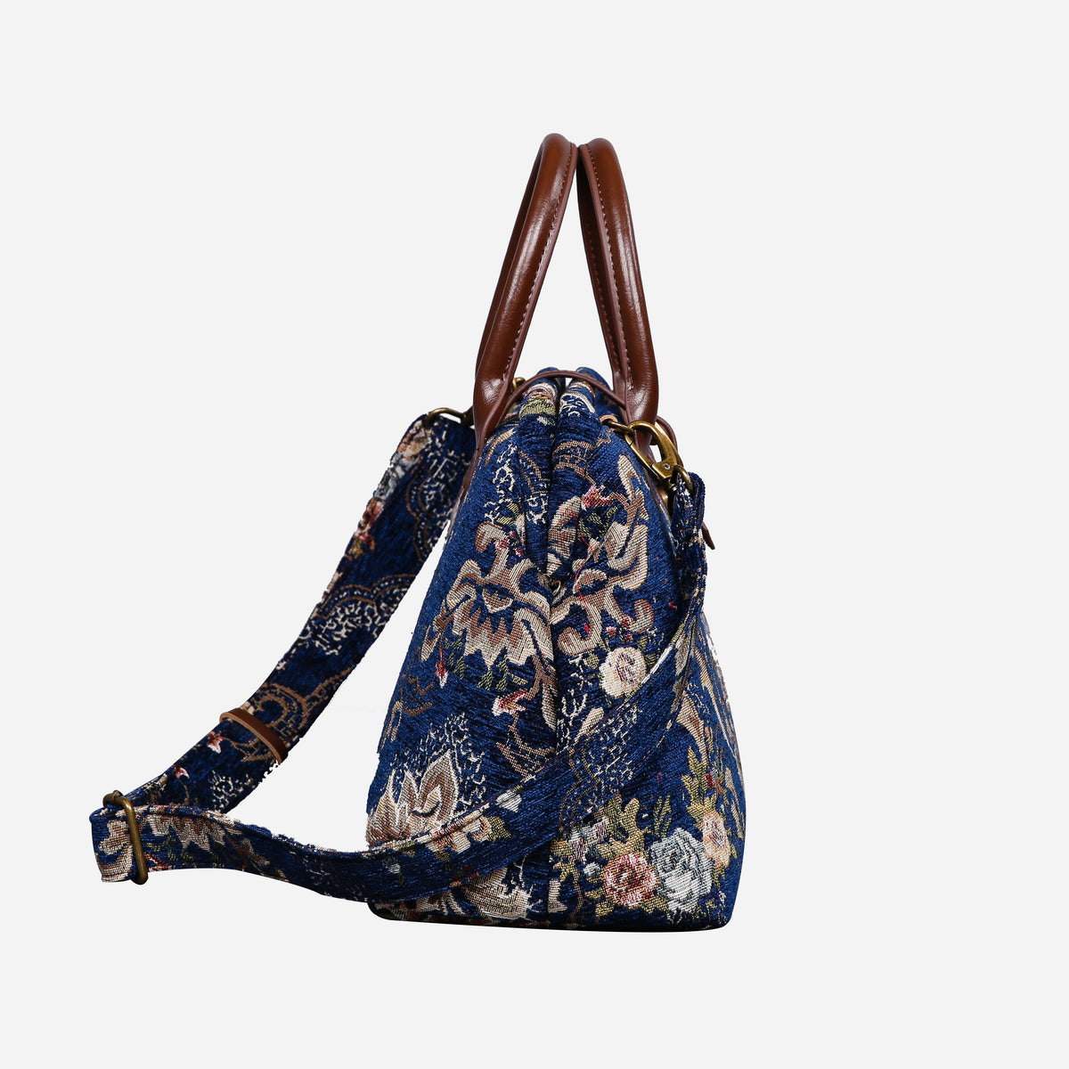 Floral Blue Carpet Handbag Purse carpet bag MCW Handmade of America side