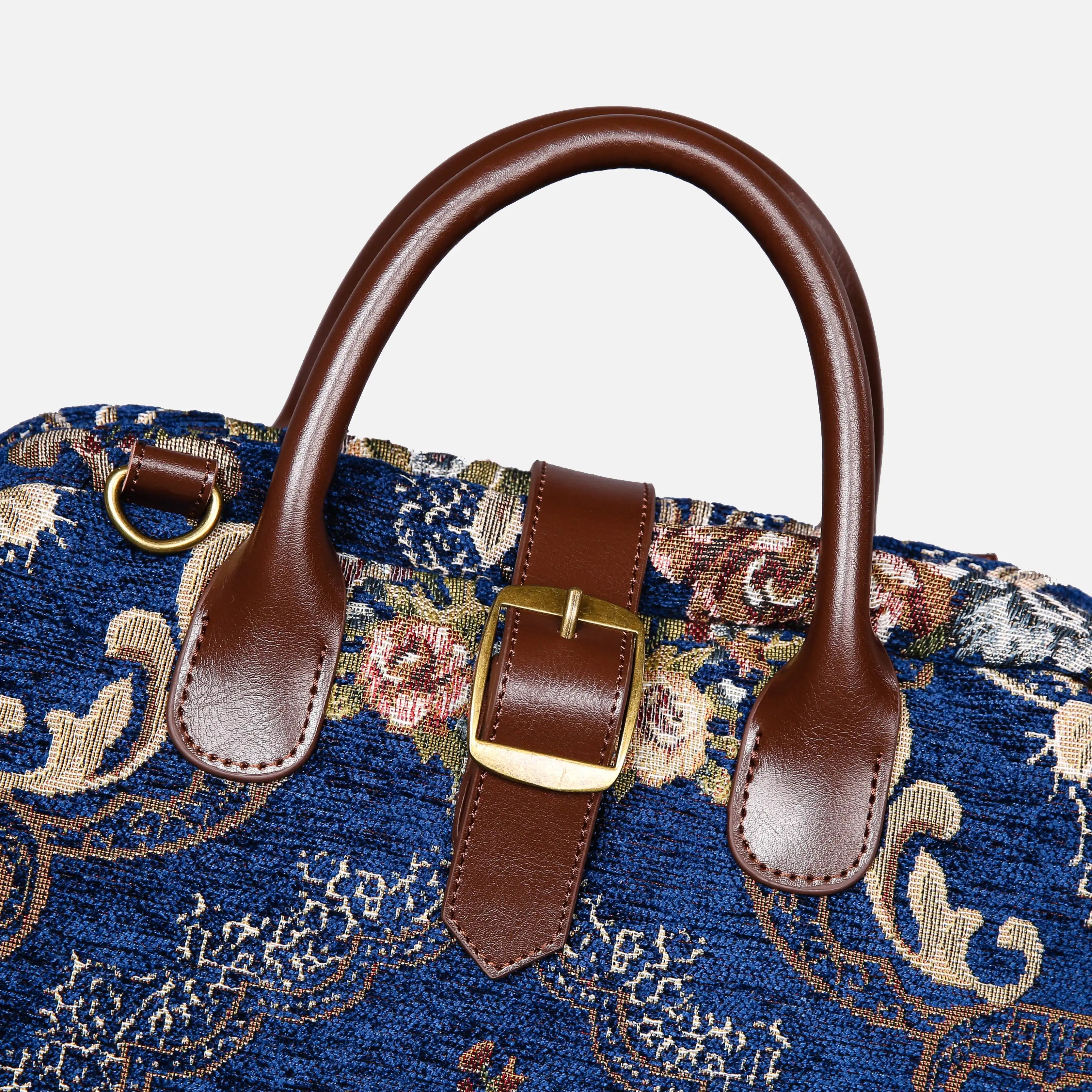 Floral Blue Carpet Laptop Backpack Carpetbag of America buckle