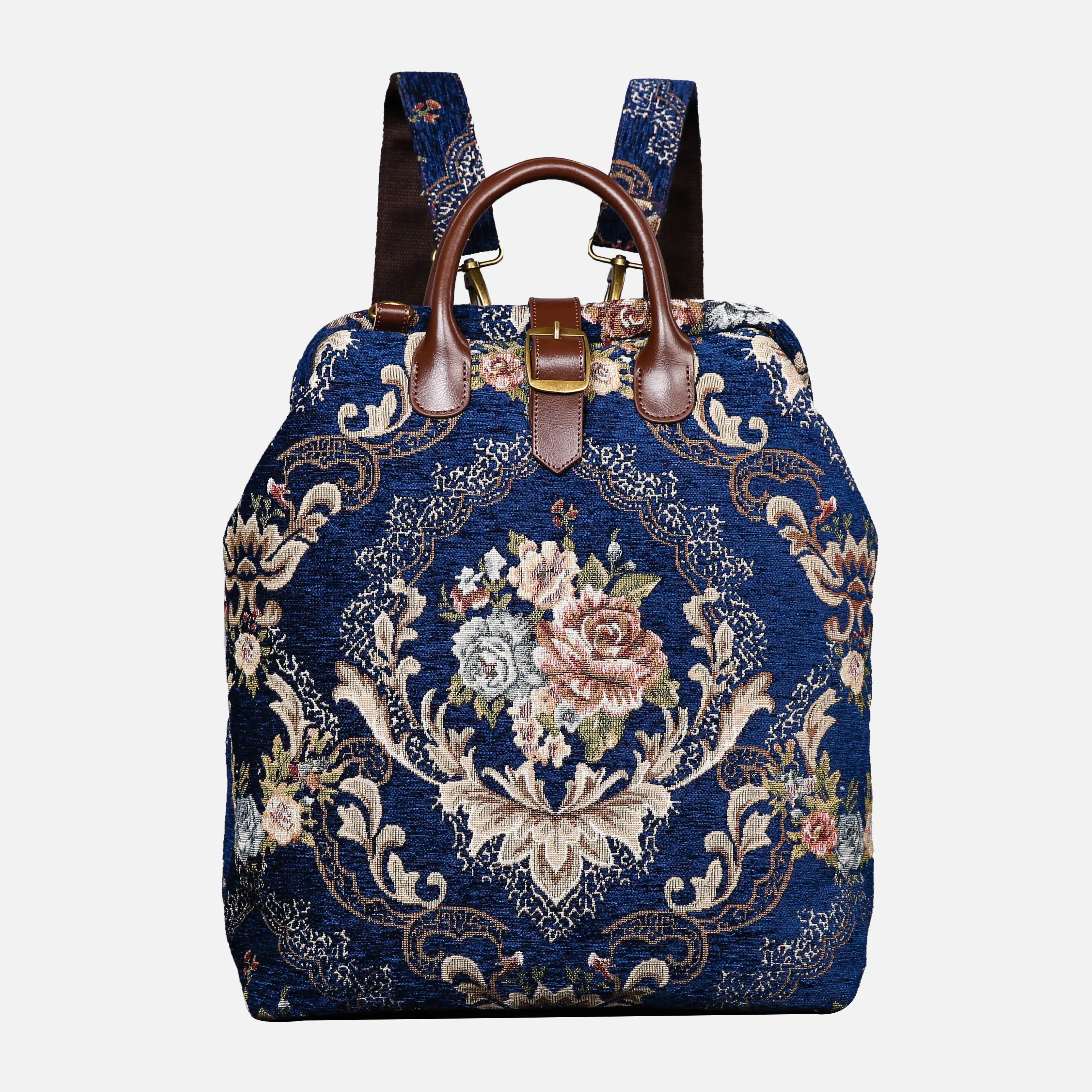Floral Blue Carpet Laptop Backpack Carpetbag of America main