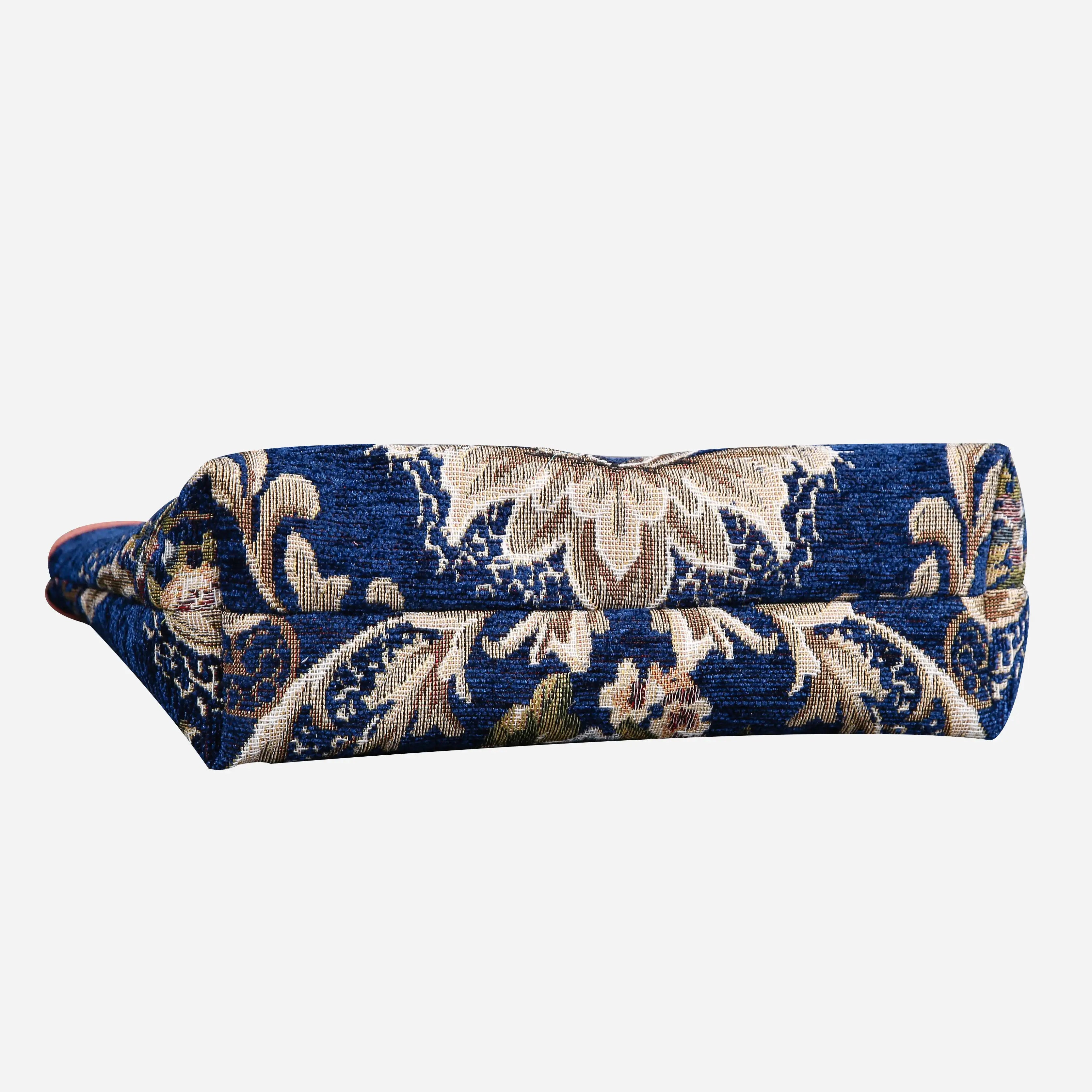 Floral Blue Carpet Makeup Bag carpet bag MCW Handmade of America bottom