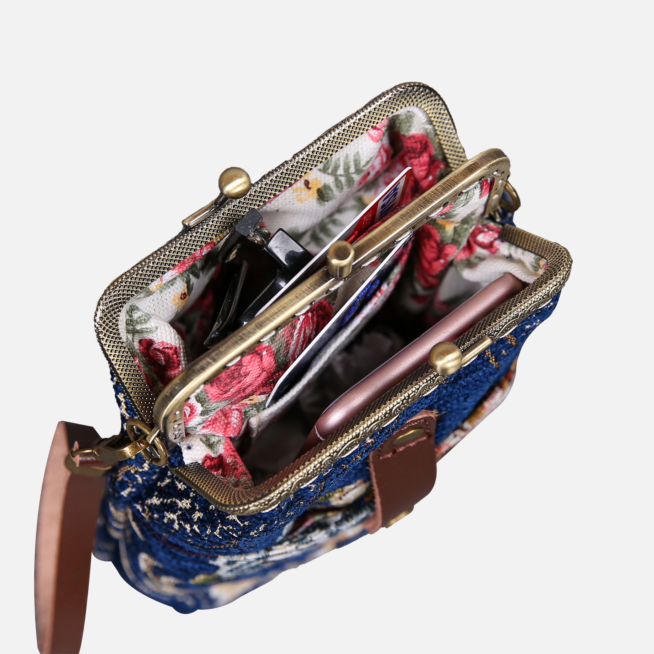 Floral Blue Carpet Phone Case Carpetbag of America in use