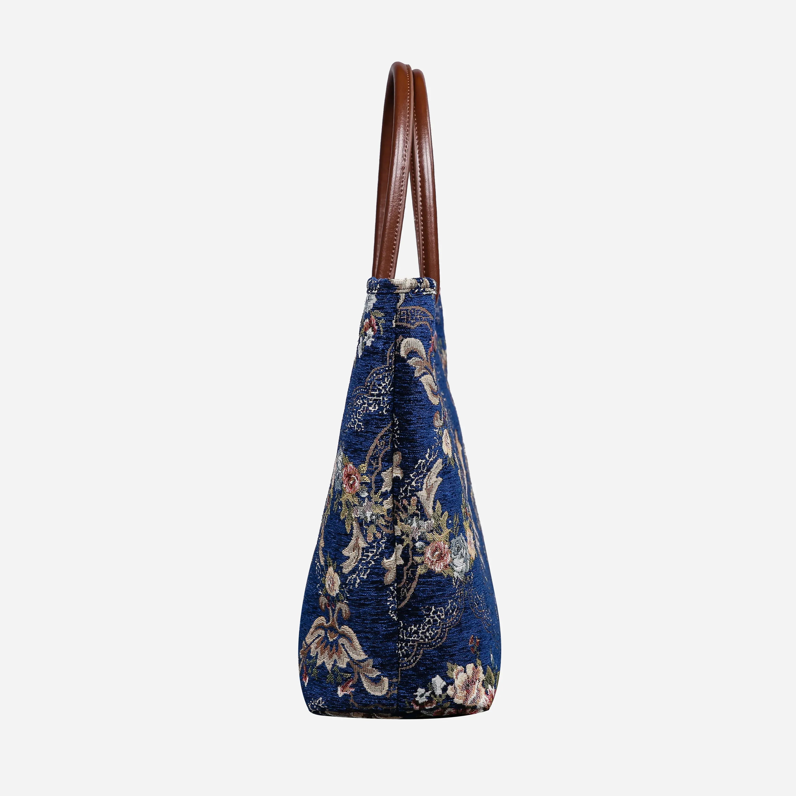 Floral Blue Carpet Tote Shopper Carpetbag of America side
