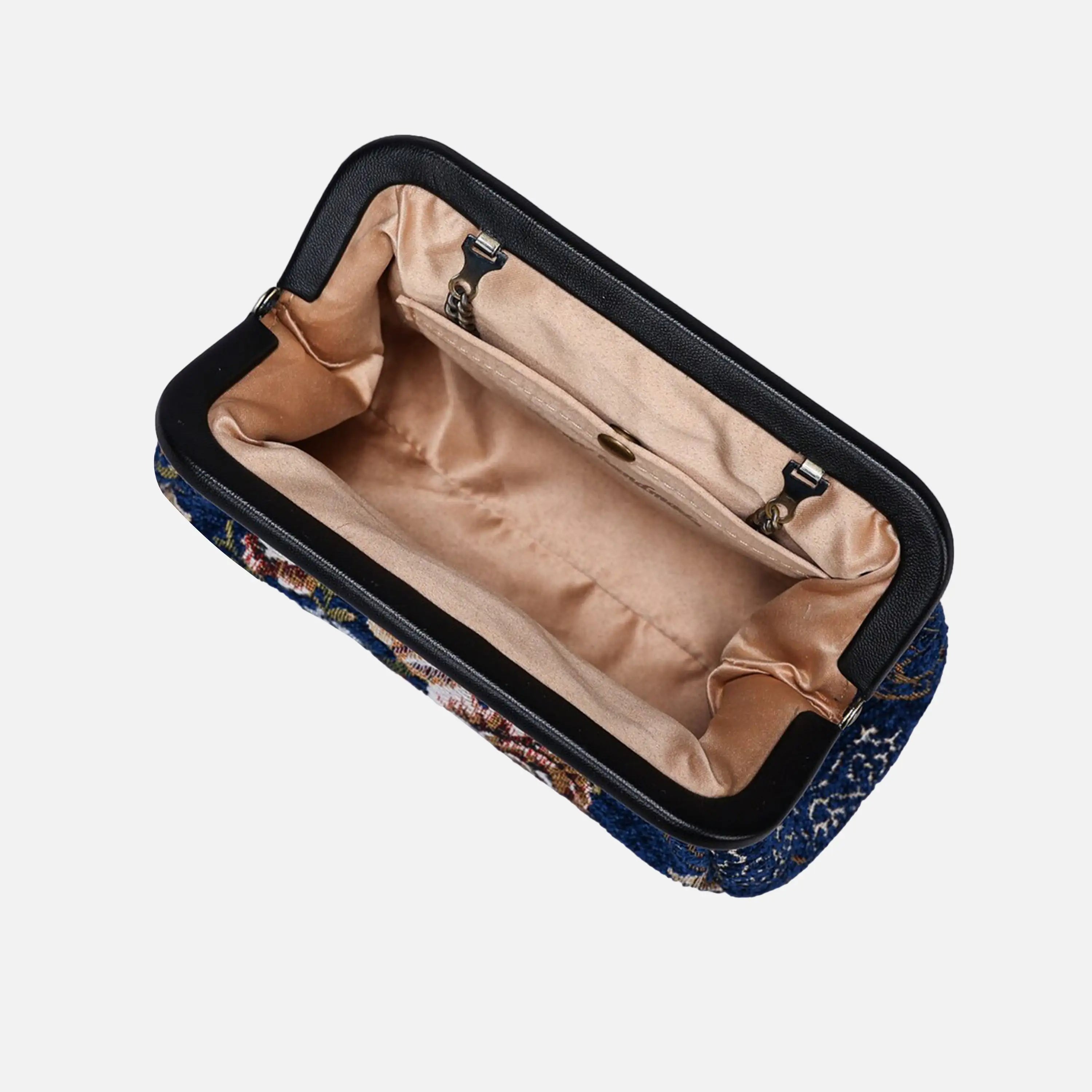Floral Blue Evening Bag Clutch carpet bag of America detail