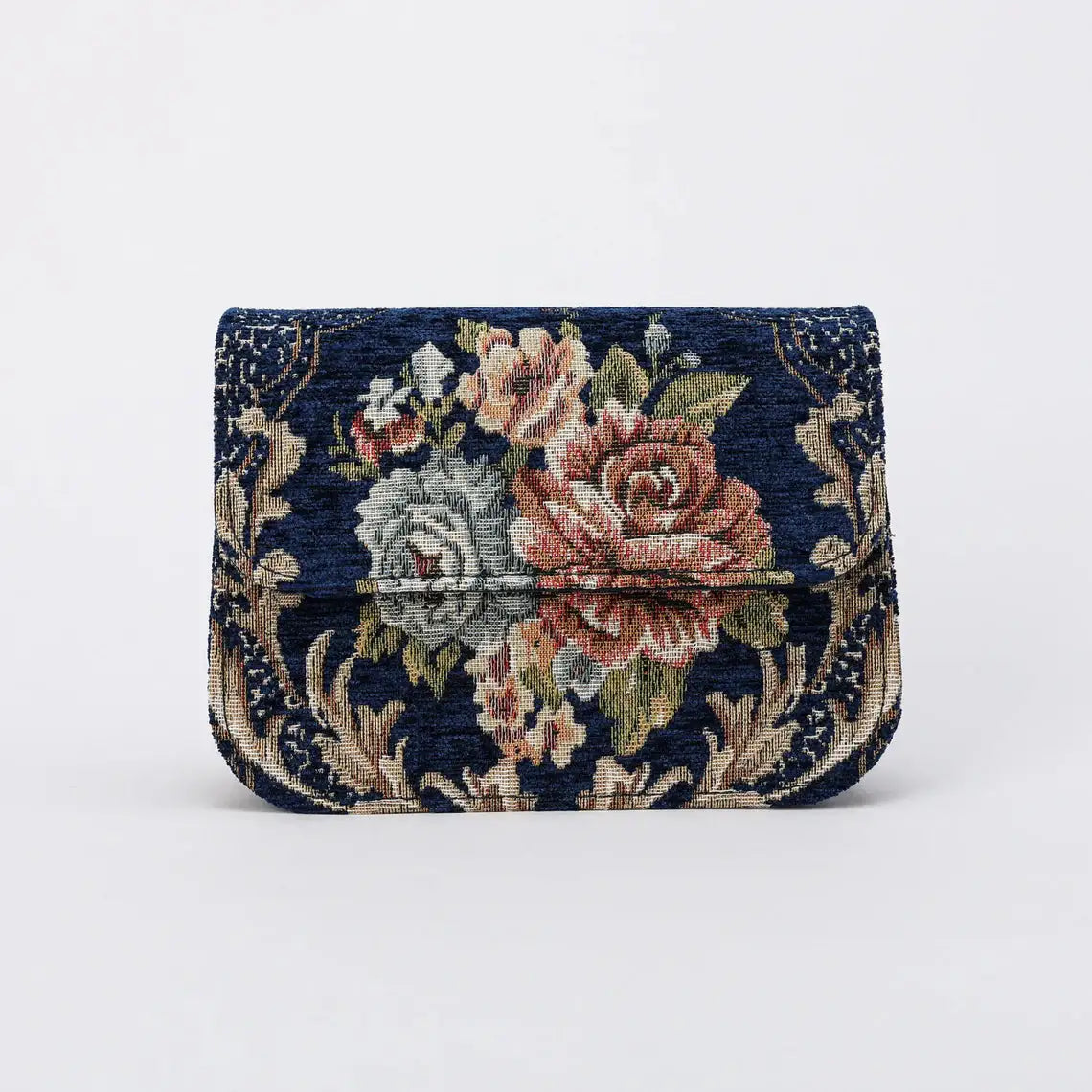 Floral Blue Flap Crossbody Bag carpet bag of America overview