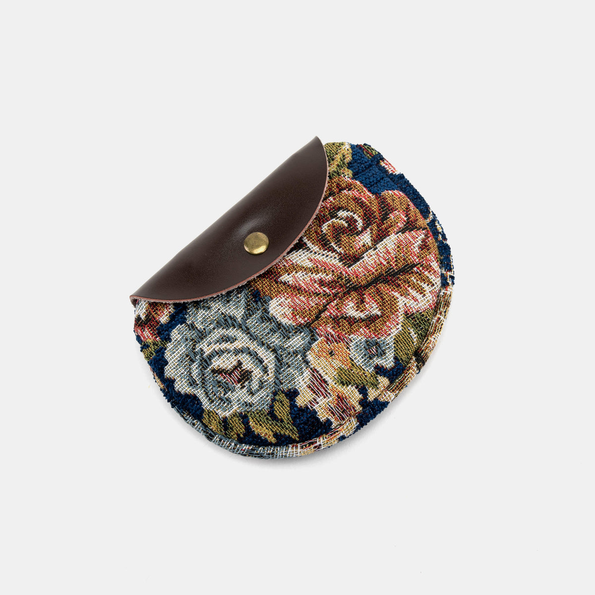Floral Blue Rosary Bag Carpetbag of America lay flat