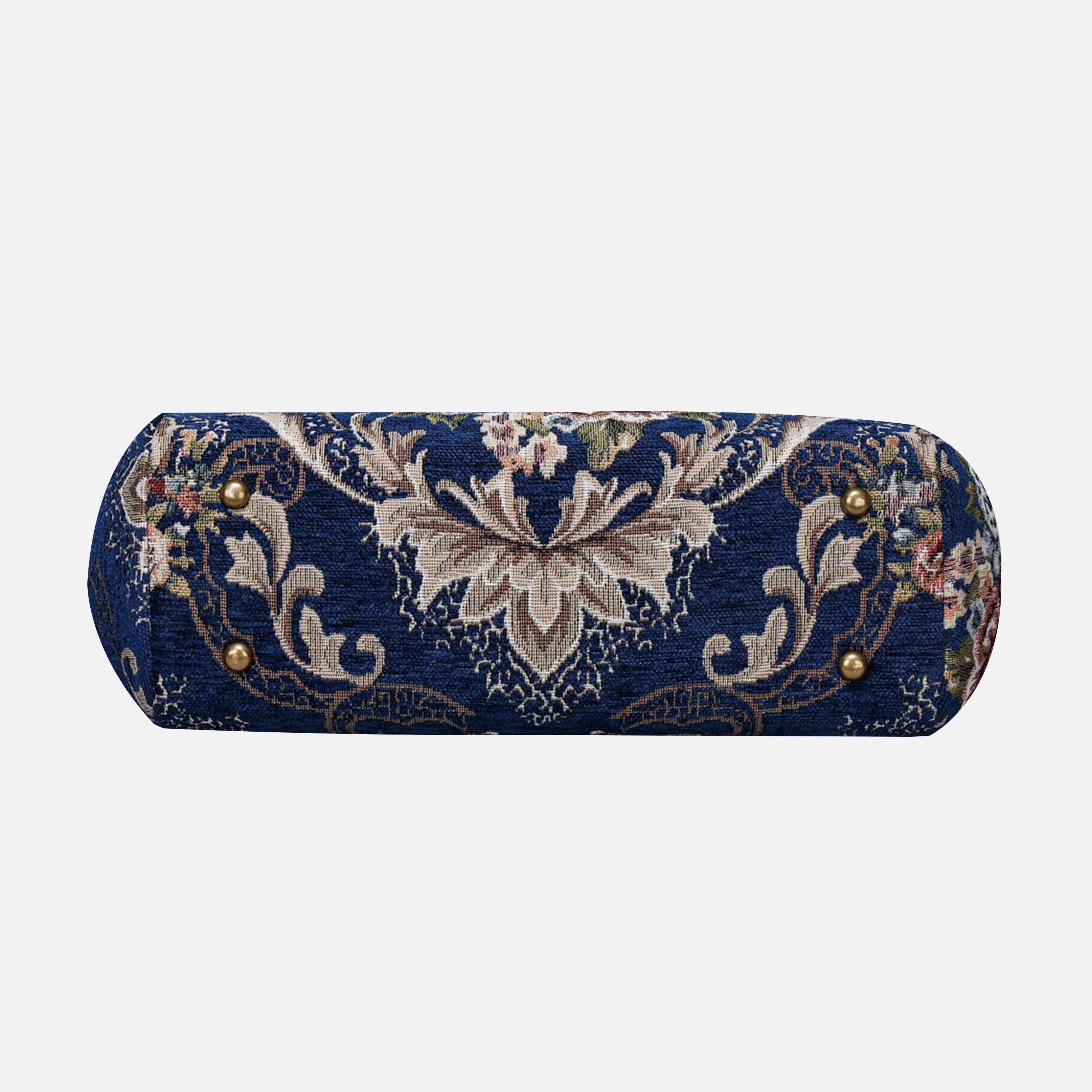 Floral Blue Top Handle Purse carpet bag of America bottom