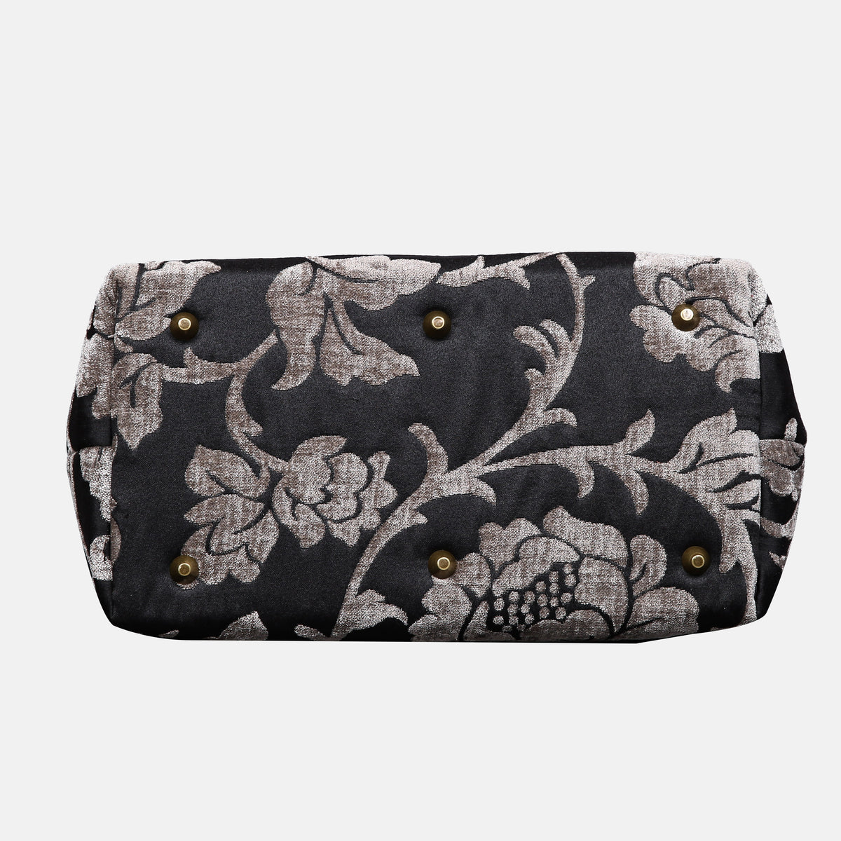 Floral Brocade Grey Carpet Handbag Purse carpet bag MCW Handmade of America bottom