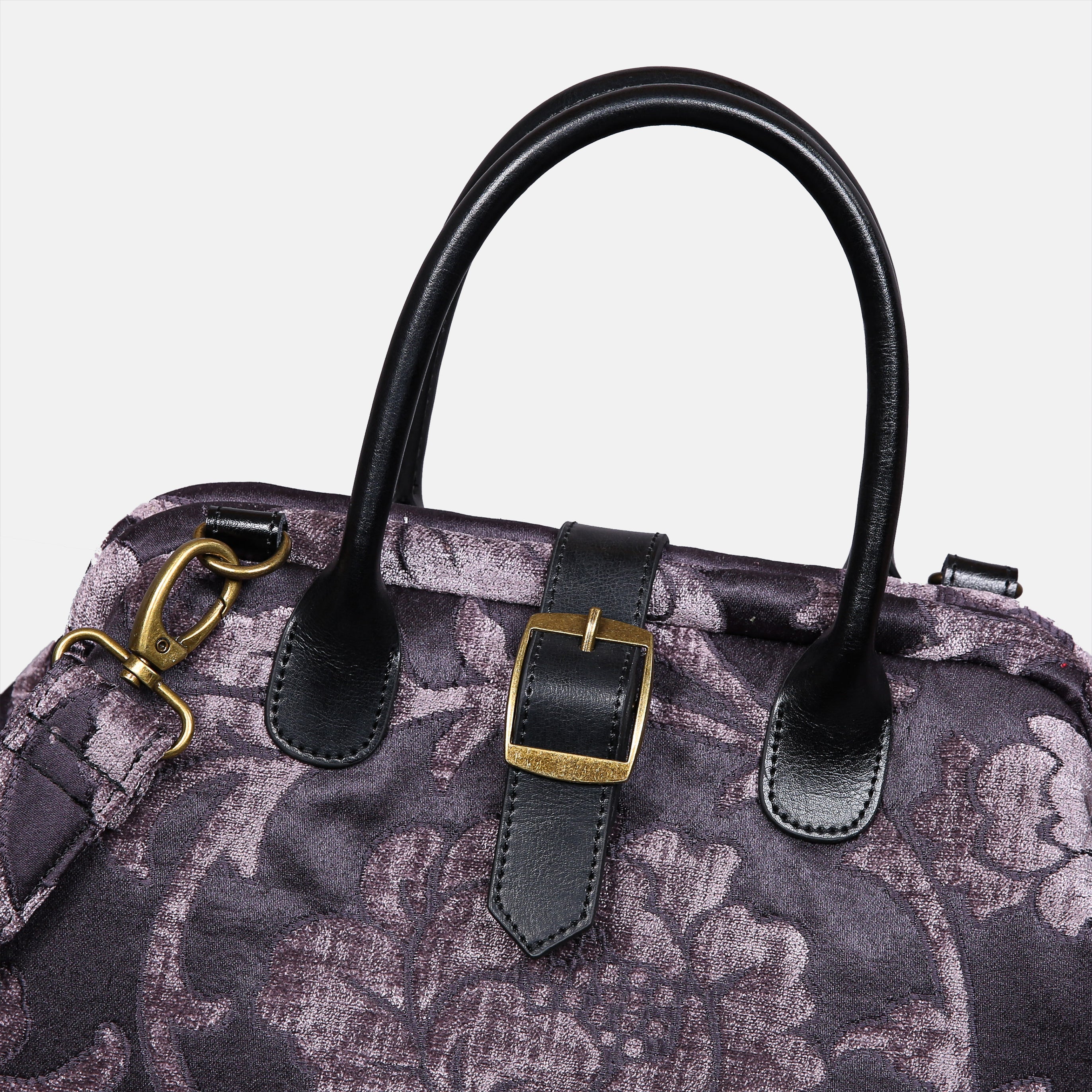 Floral Brocade Purple Carpet Handbag Purse carpet bag MCW Handmade of America buckle