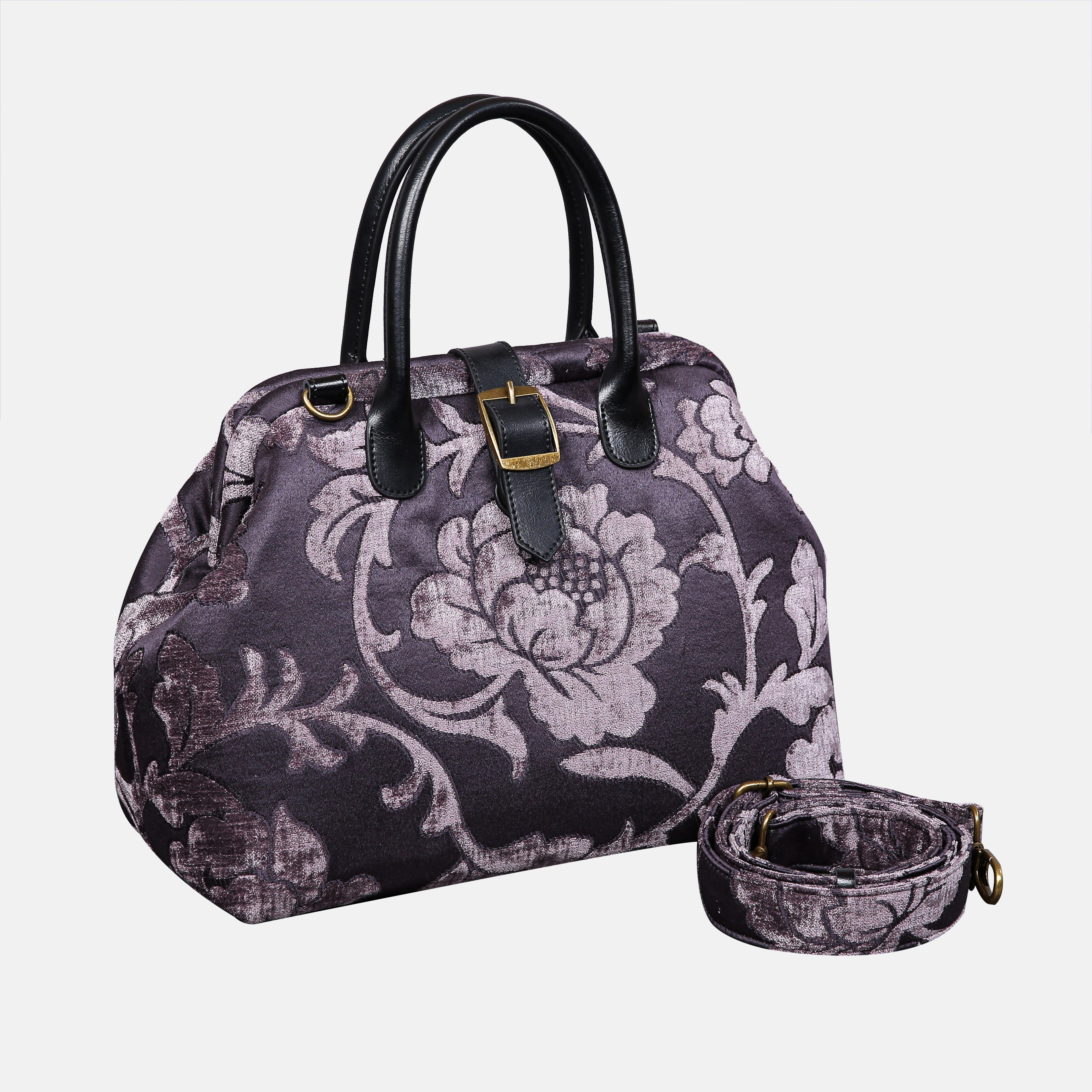 Floral Brocade Purple Carpet Handbag Purse carpet bag MCW Handmade of America with strap
