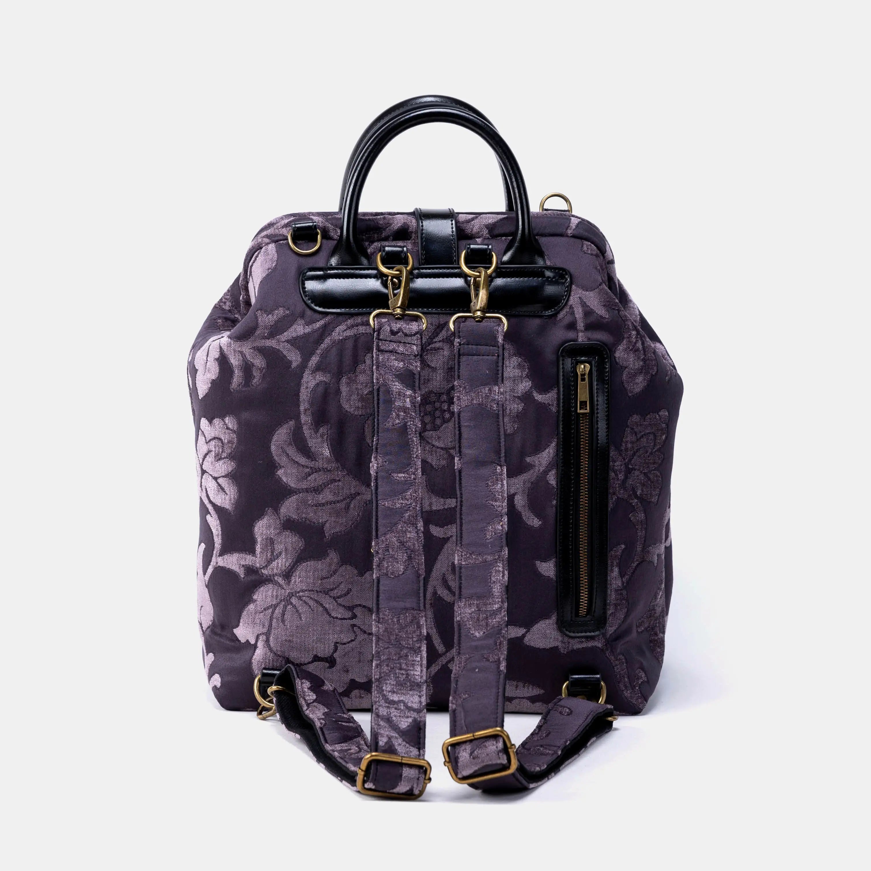 Floral Brocade Purple Carpet Laptop Backpack Carpetbag of America Back