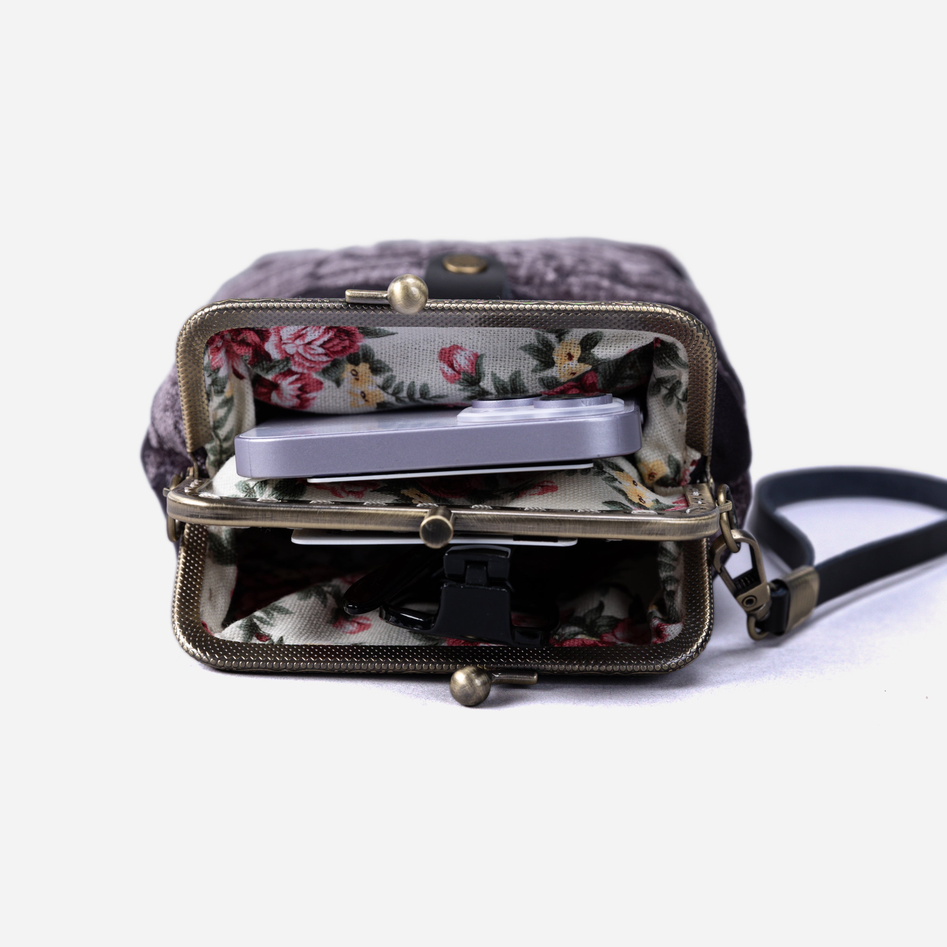 Floral Brocade Purple Carpet Phone Case Carpetbag of America lay flat