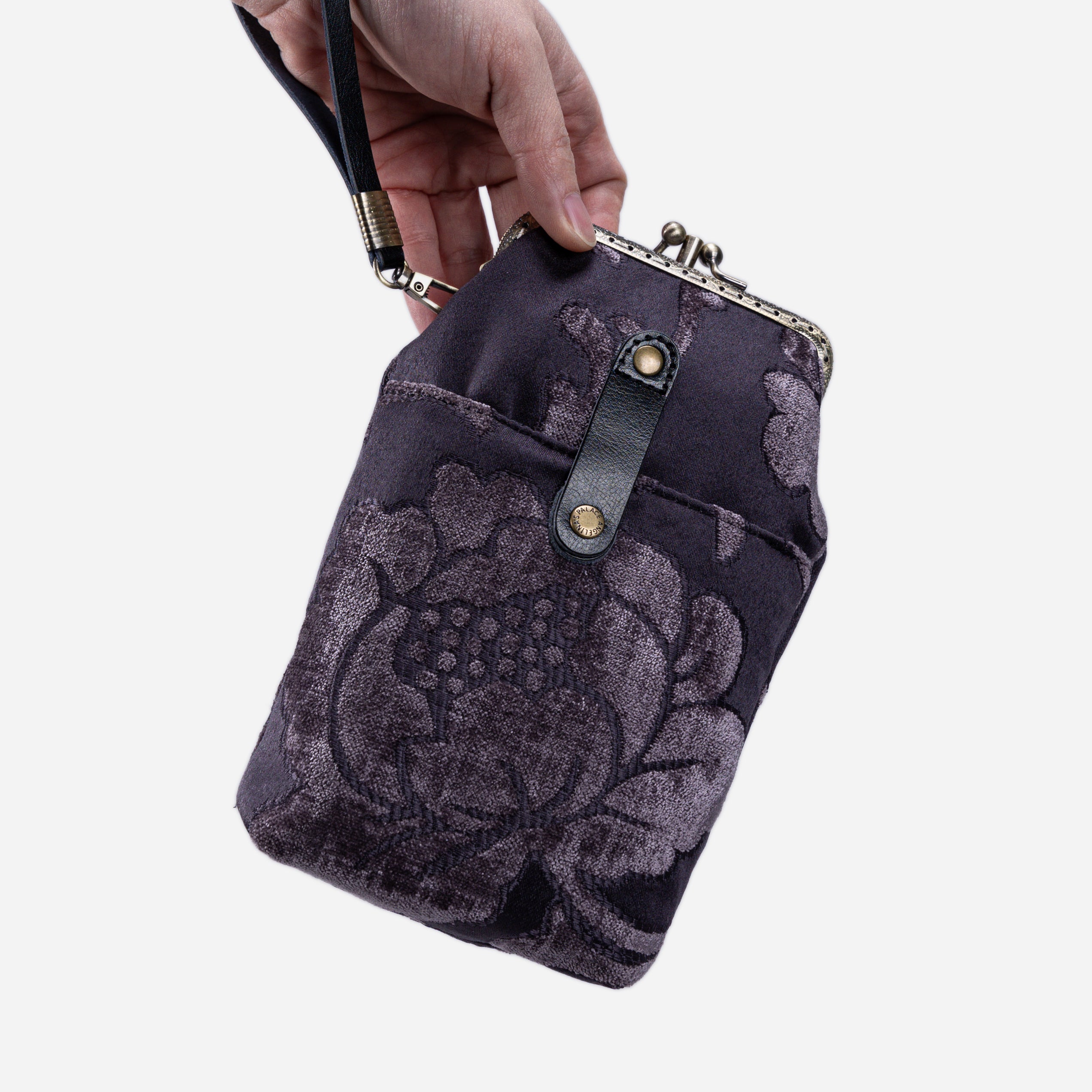 Floral Brocade Purple Carpet Phone Case Carpetbag of America in hand