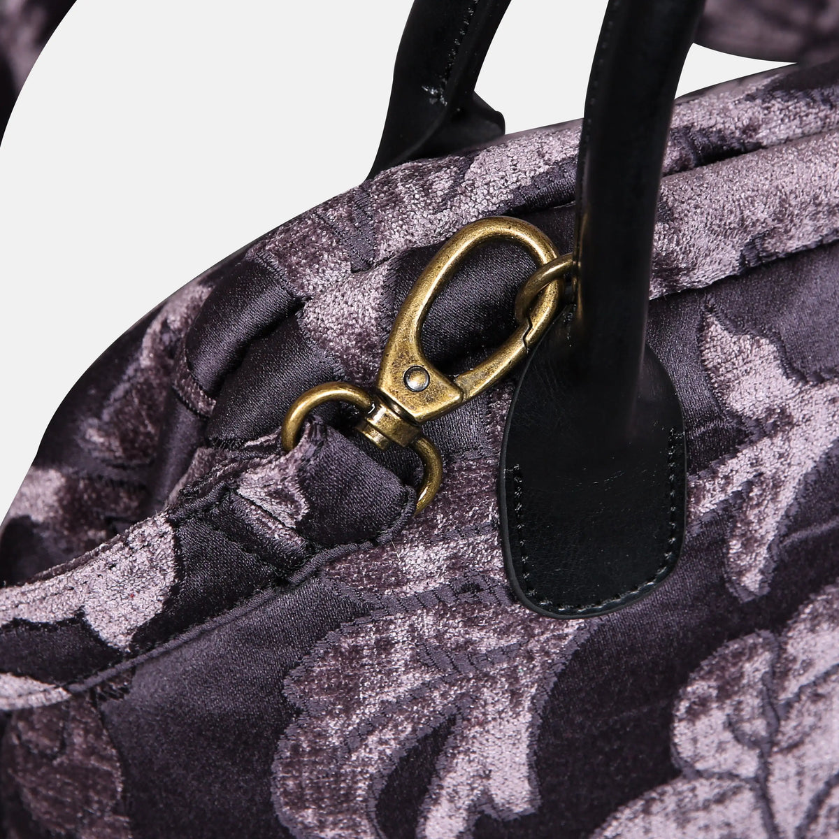Floral Brocade Purple Carpet Satchel carpet bag MCW Handmade of America buckle