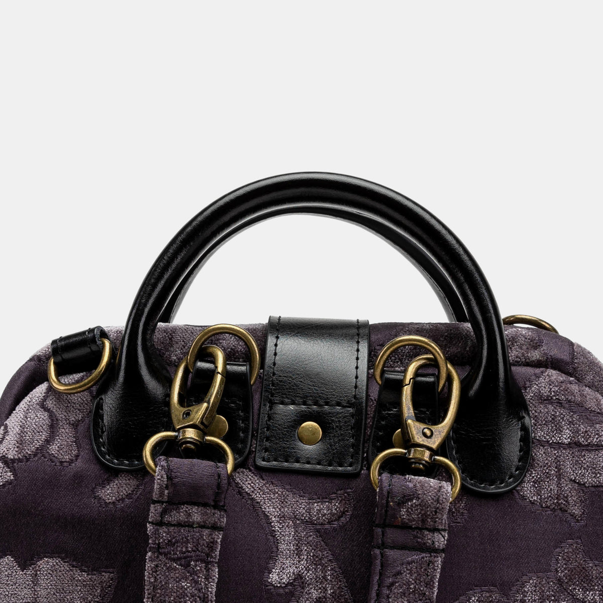 Floral Brocade Purple Carpet Everyday Backpack Carpetbag of America back detail