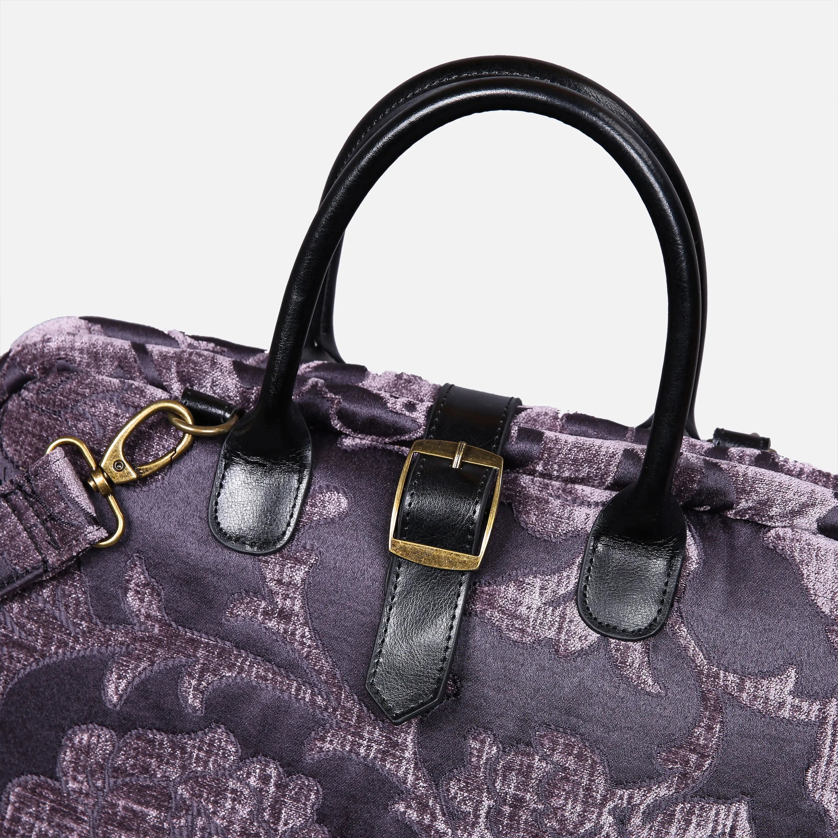 Floral Brocade Purple Mary Poppins Weekender Carpetbag of America buckle