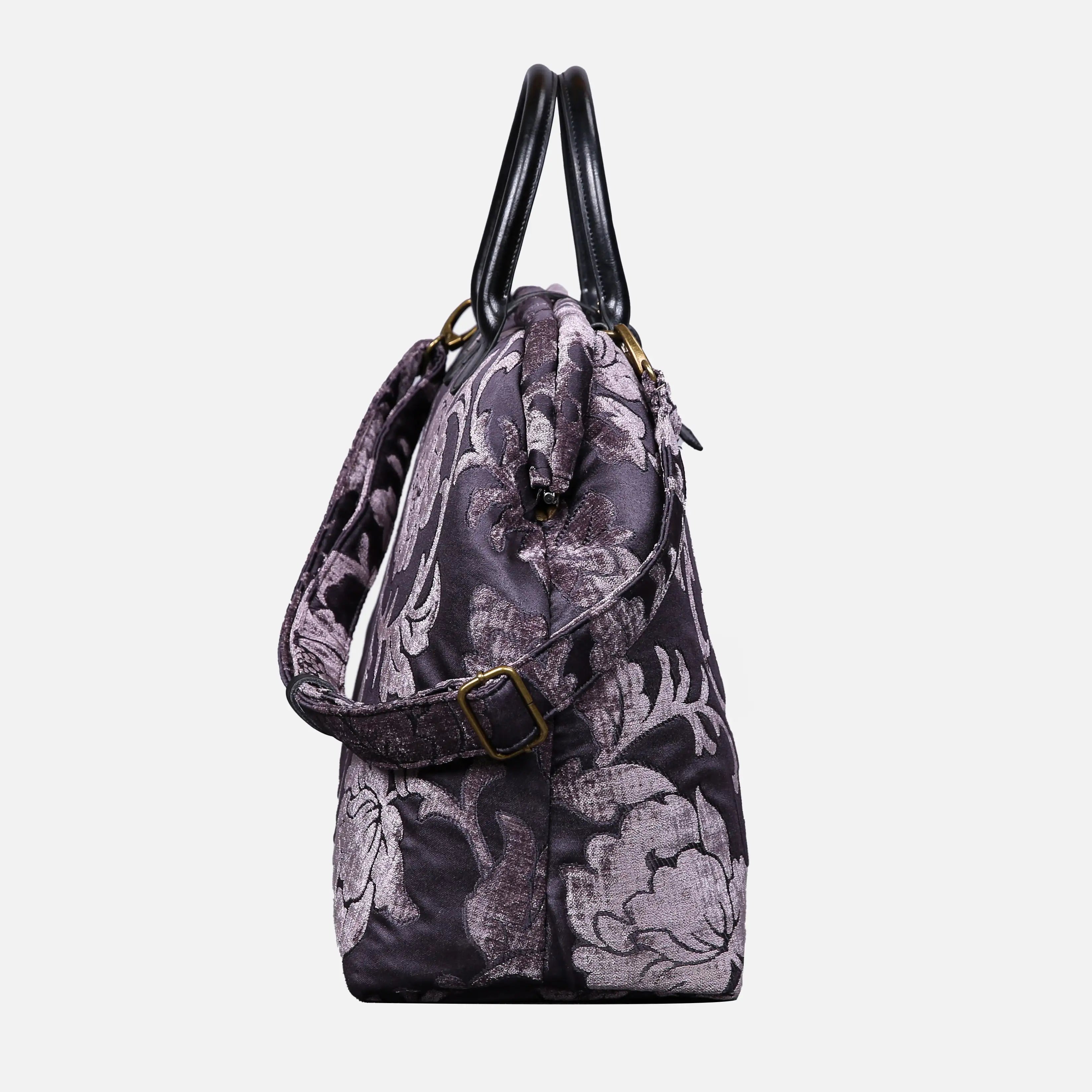 Floral Brocade Purple Mary Poppins Weekender Carpetbag of America side
