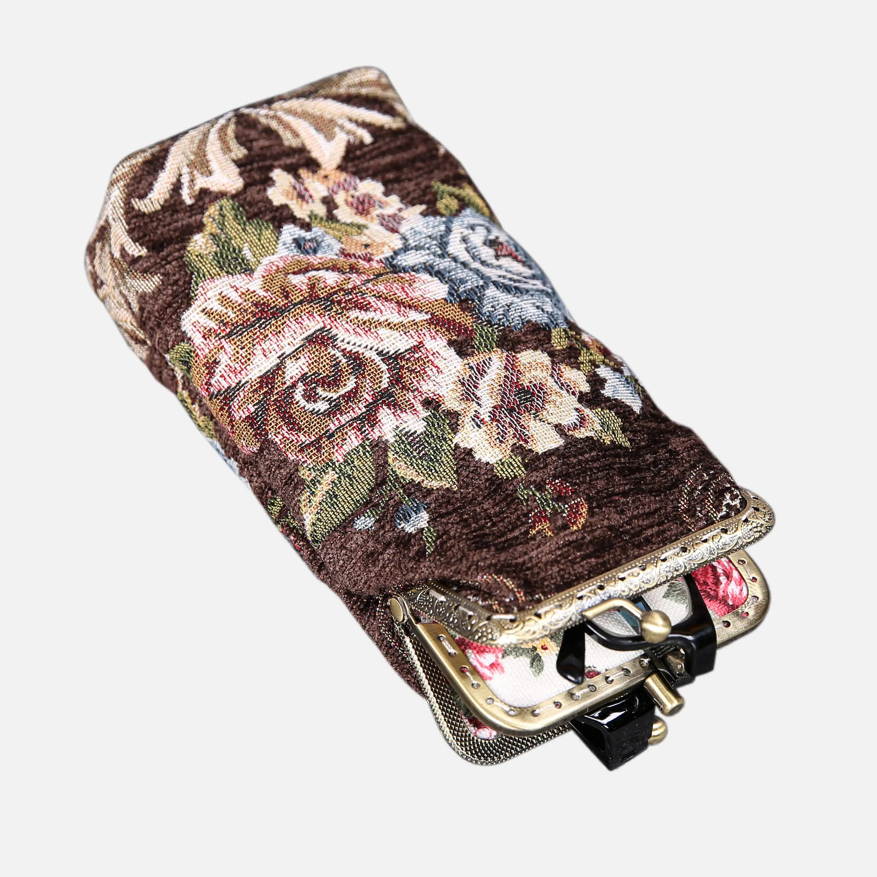 Floral Brown Carpet Eyeglasses Case of America front-1