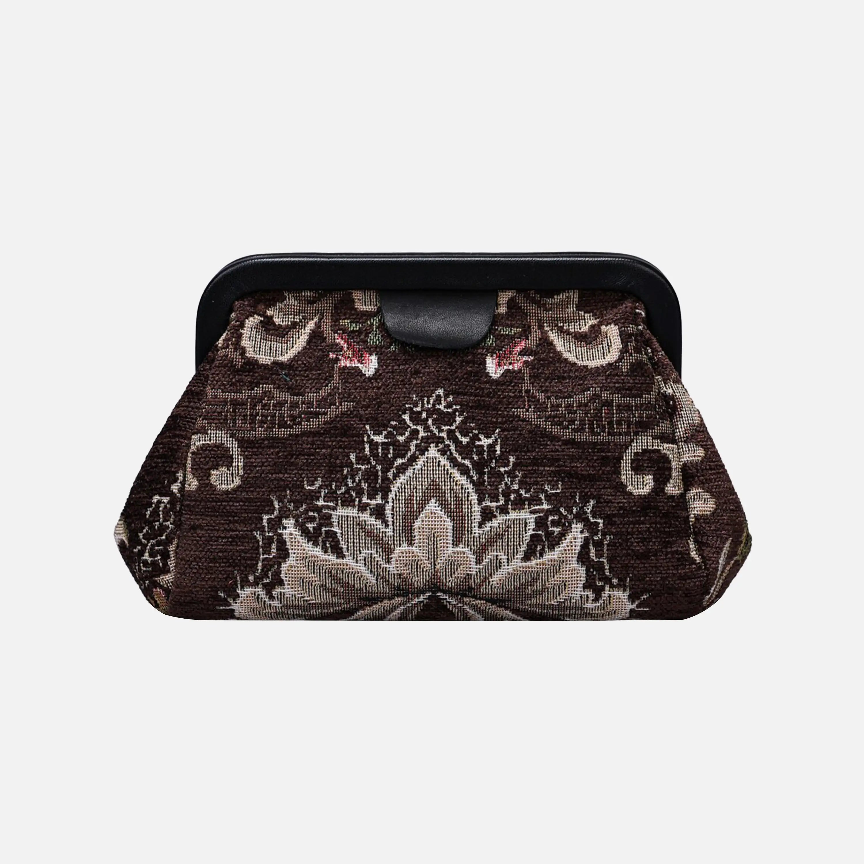 Floral Brown Evening Bag Clutch carpet bag overview