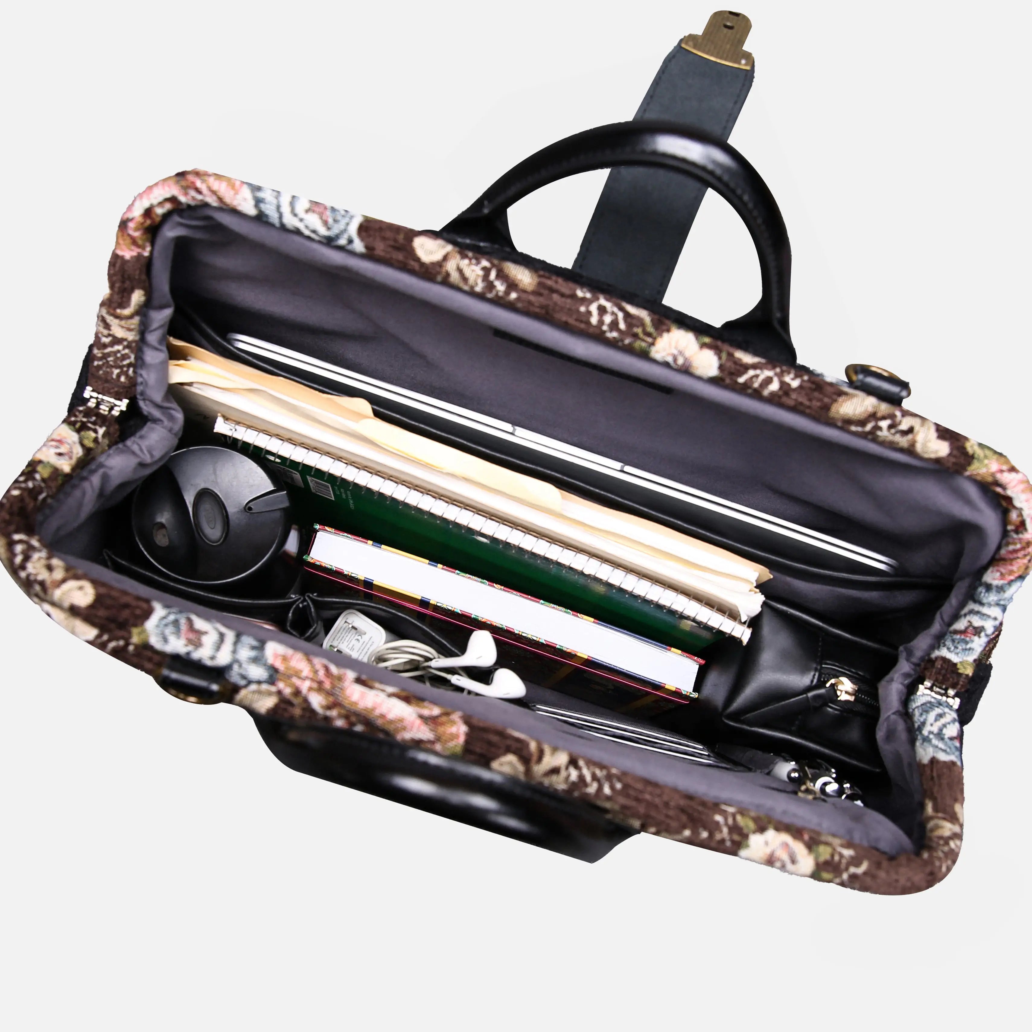 Floral Brown Color carpet bag  of America in use