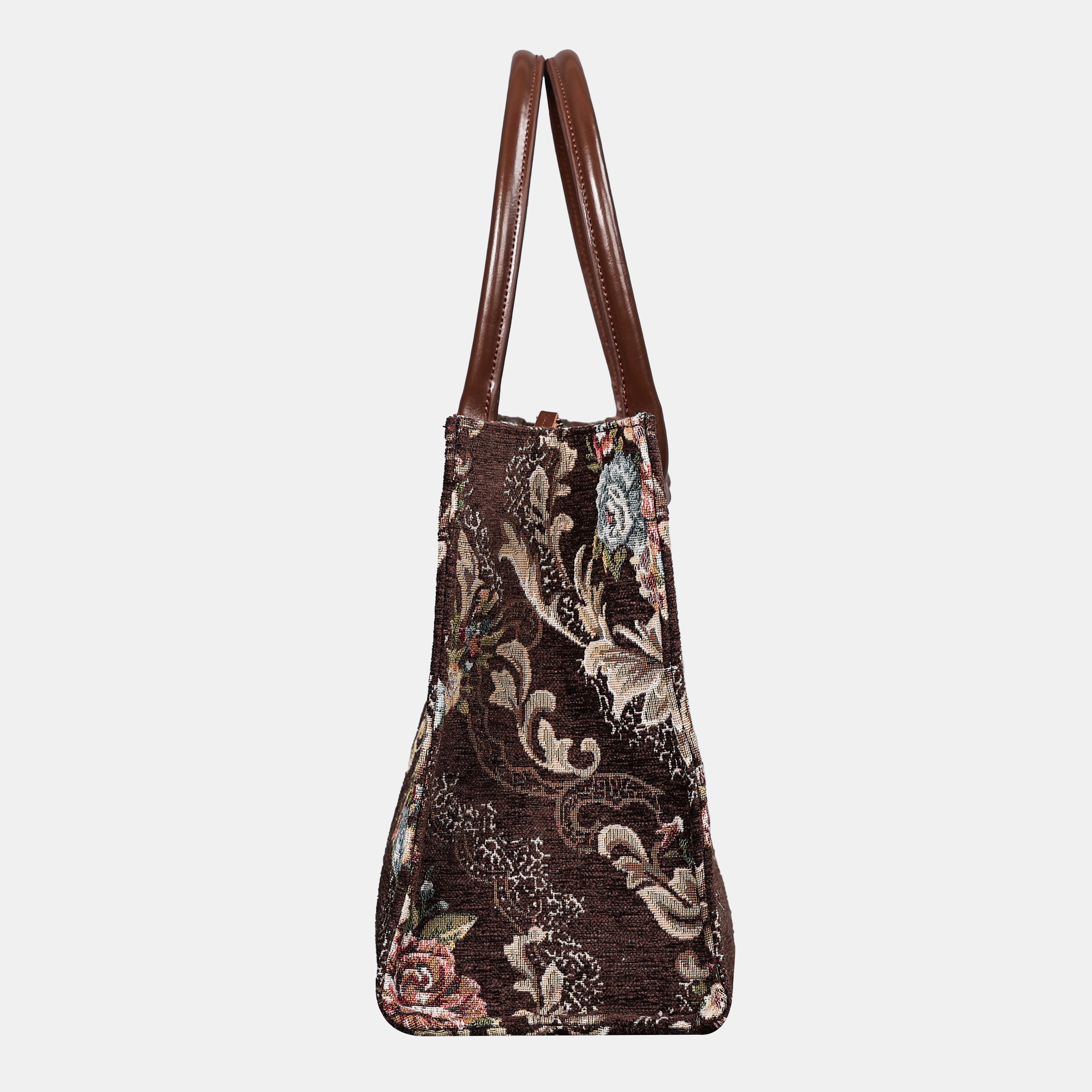 Floral Brown Laptop Work Tote of America side