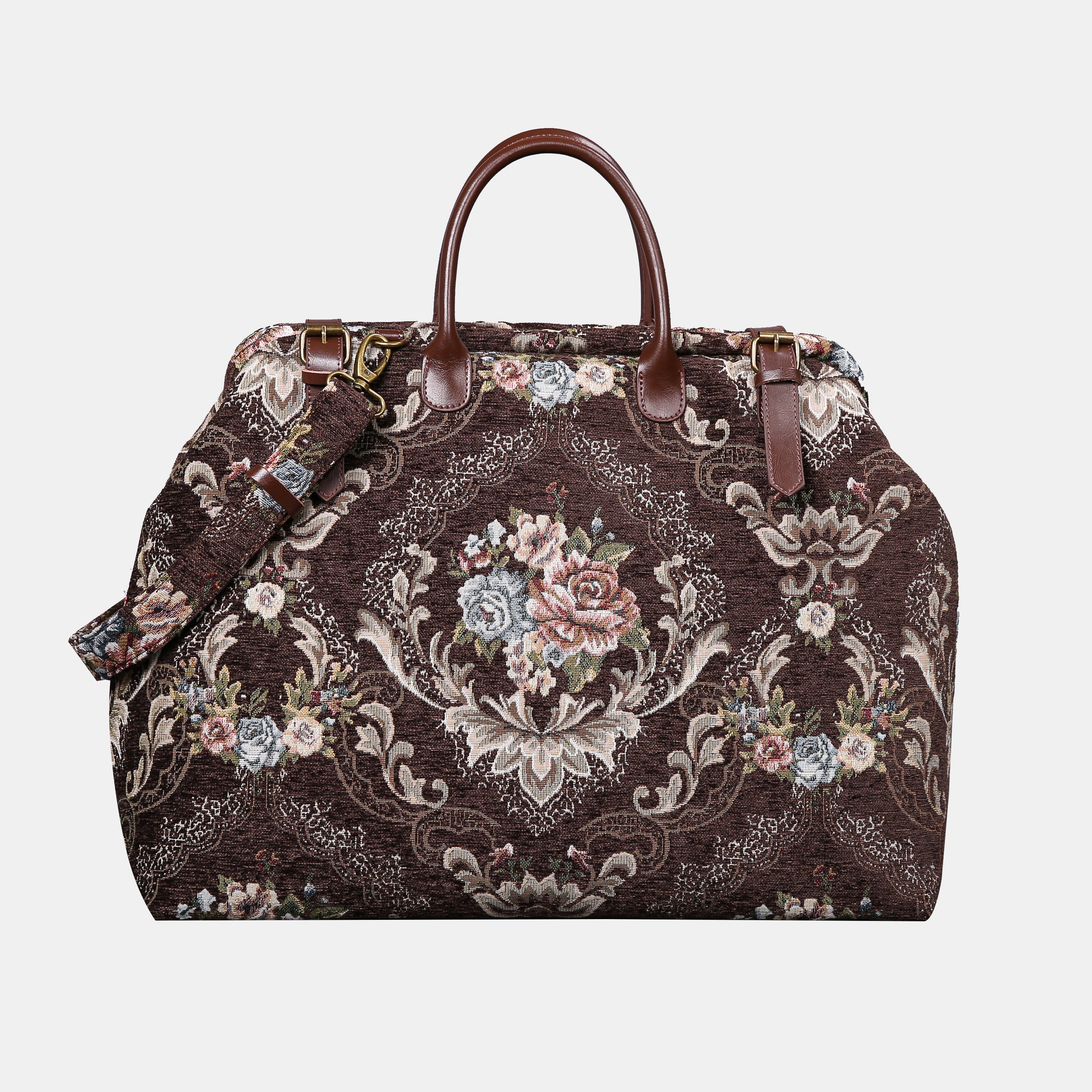 Floral Brown Large Carpetbag   of America main