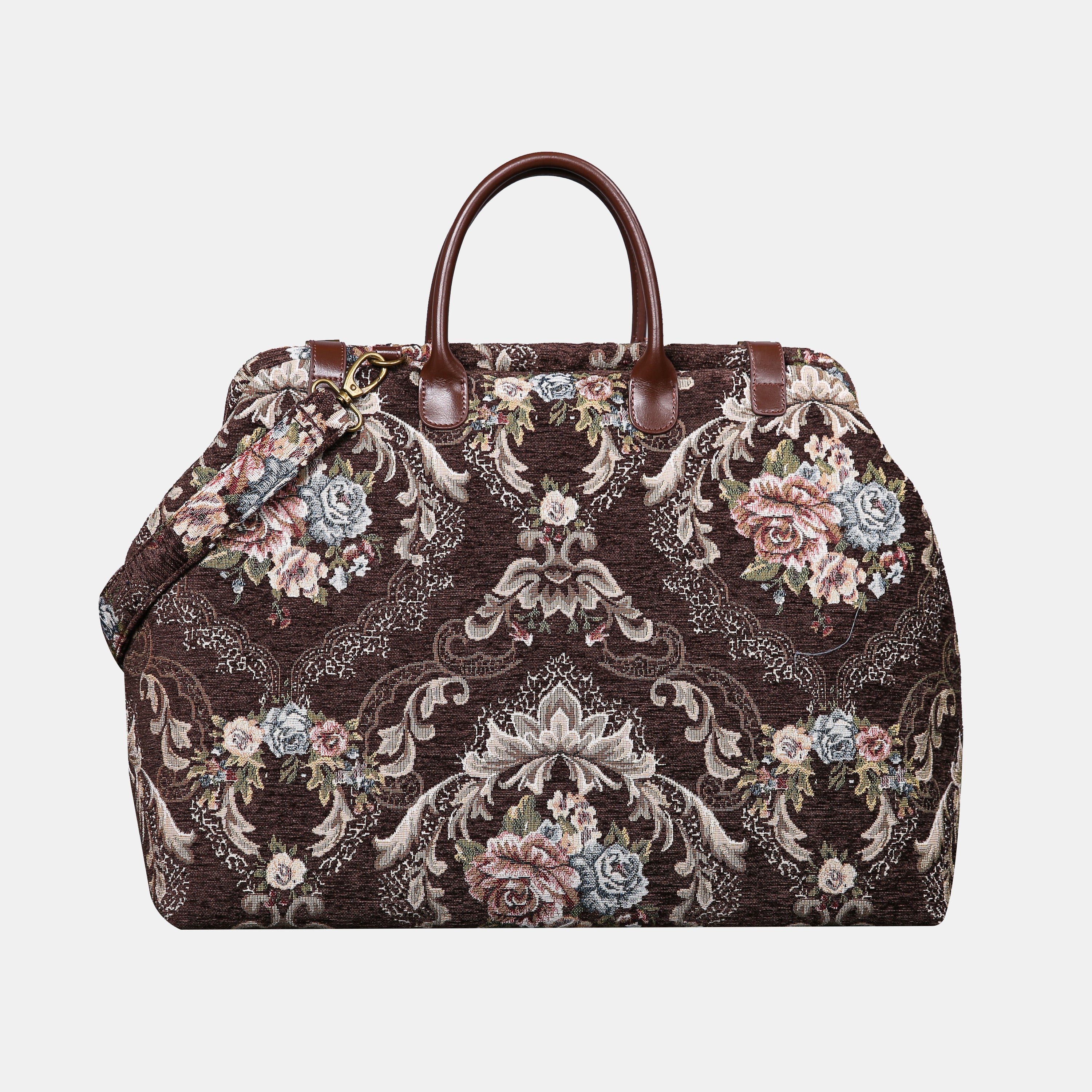 Floral Brown Large Carpetbag  of America back