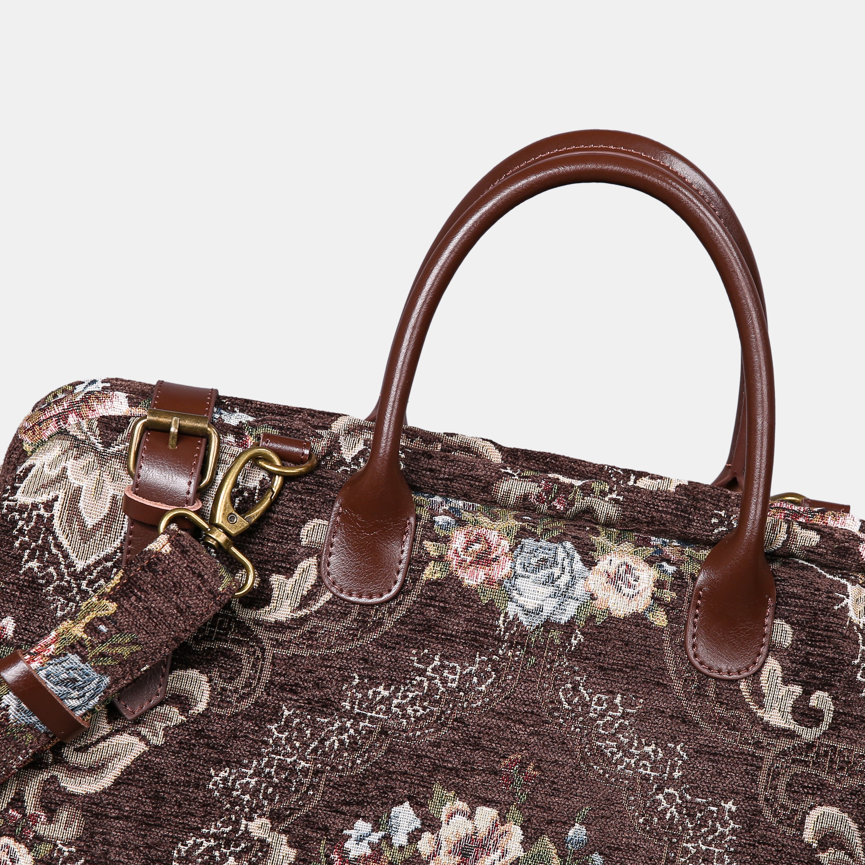 Floral Brown Large Carpetbag  of America details