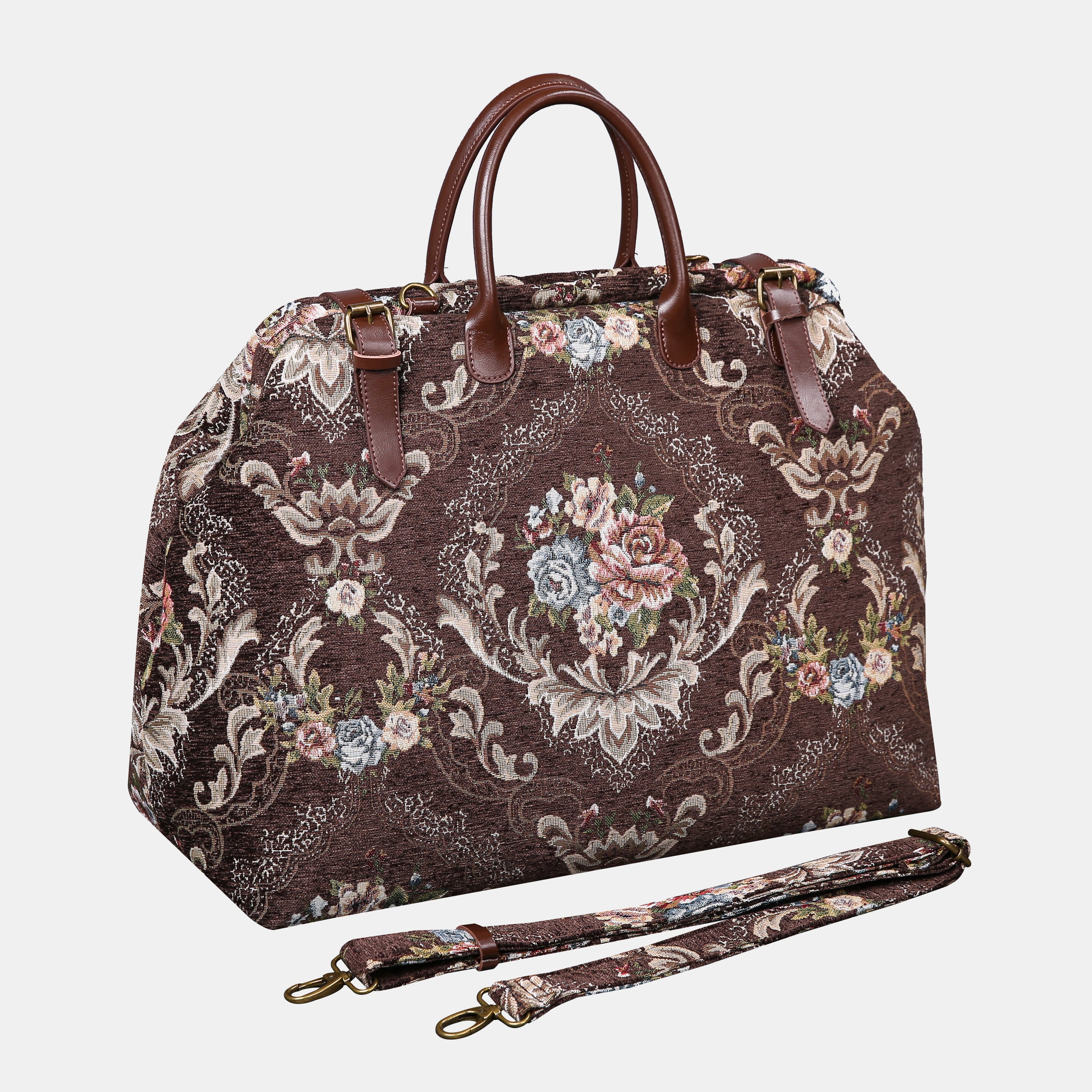 Floral Brown Large Carpetbag   of America Front side