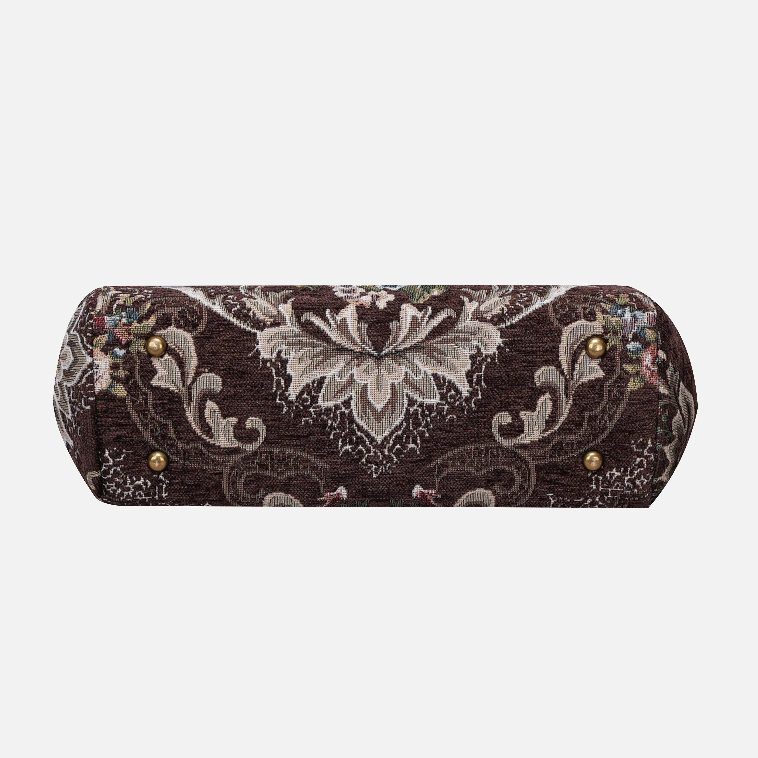 Floral Brown Top Handle Purse carpet bag of America bottom