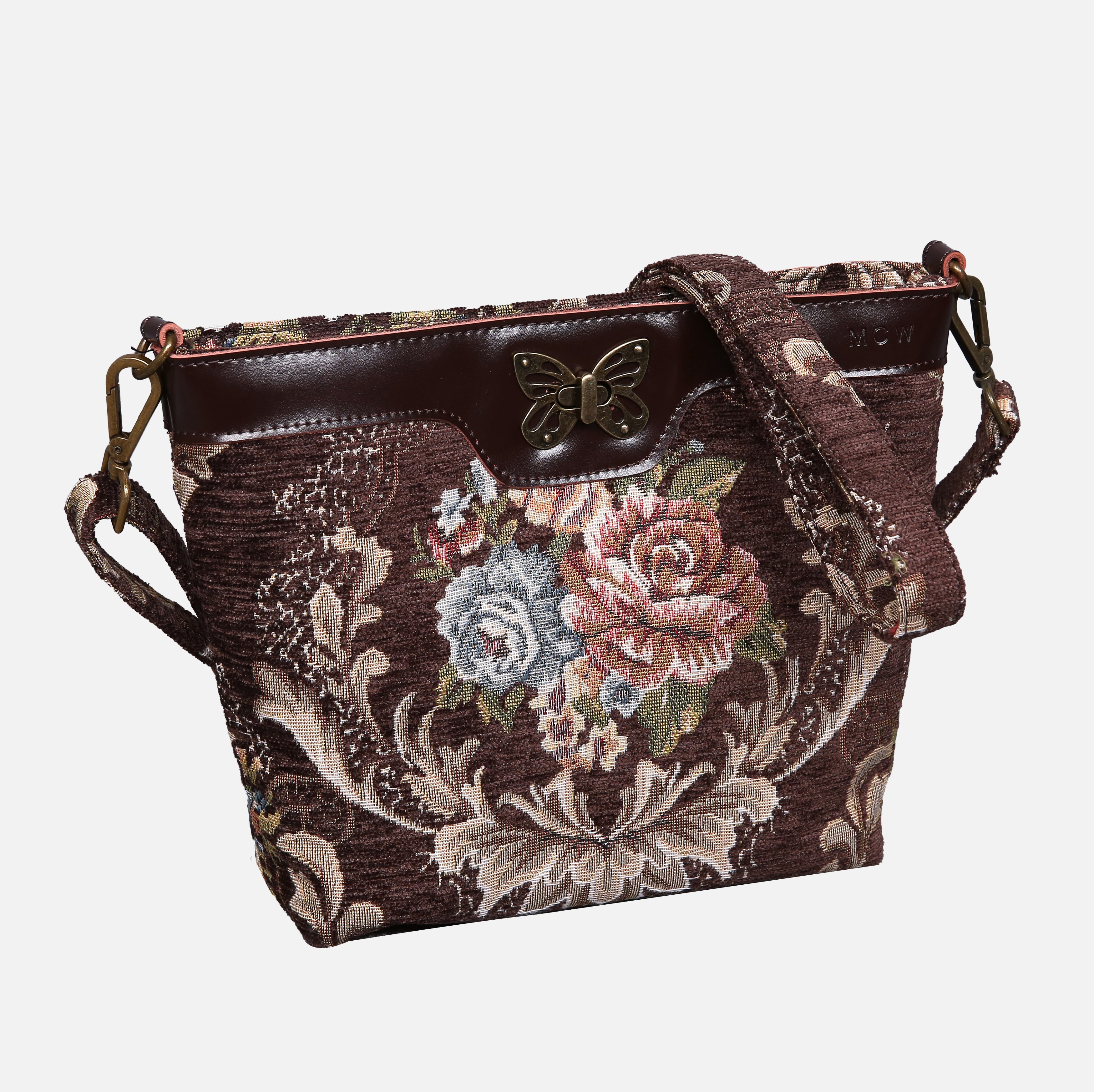 Traditional Coffee Carpet Crossbody Bag Carpetbag of America front