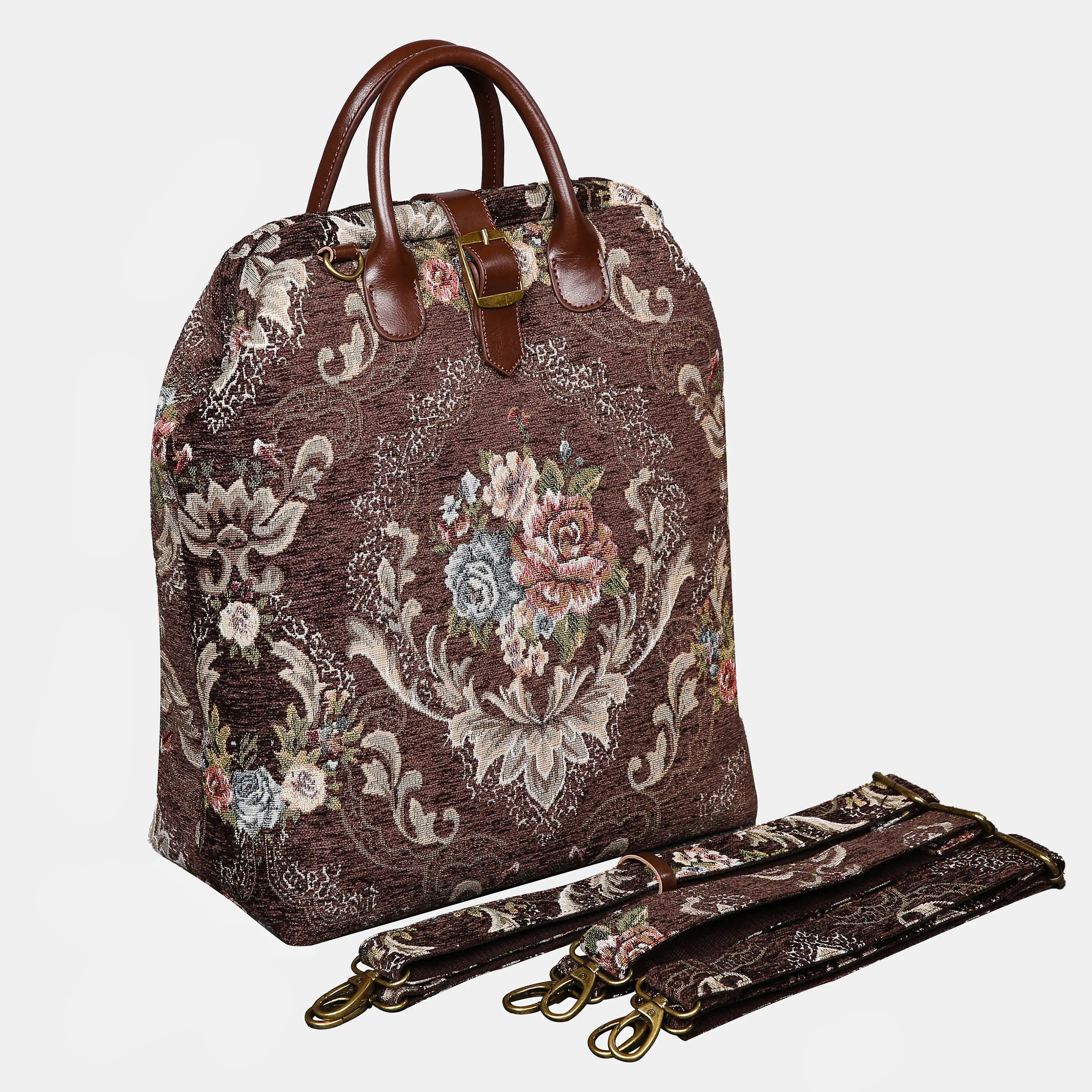 Floral Coffee Carpet Laptop Backpack Carpetbag of America with shoulder straps