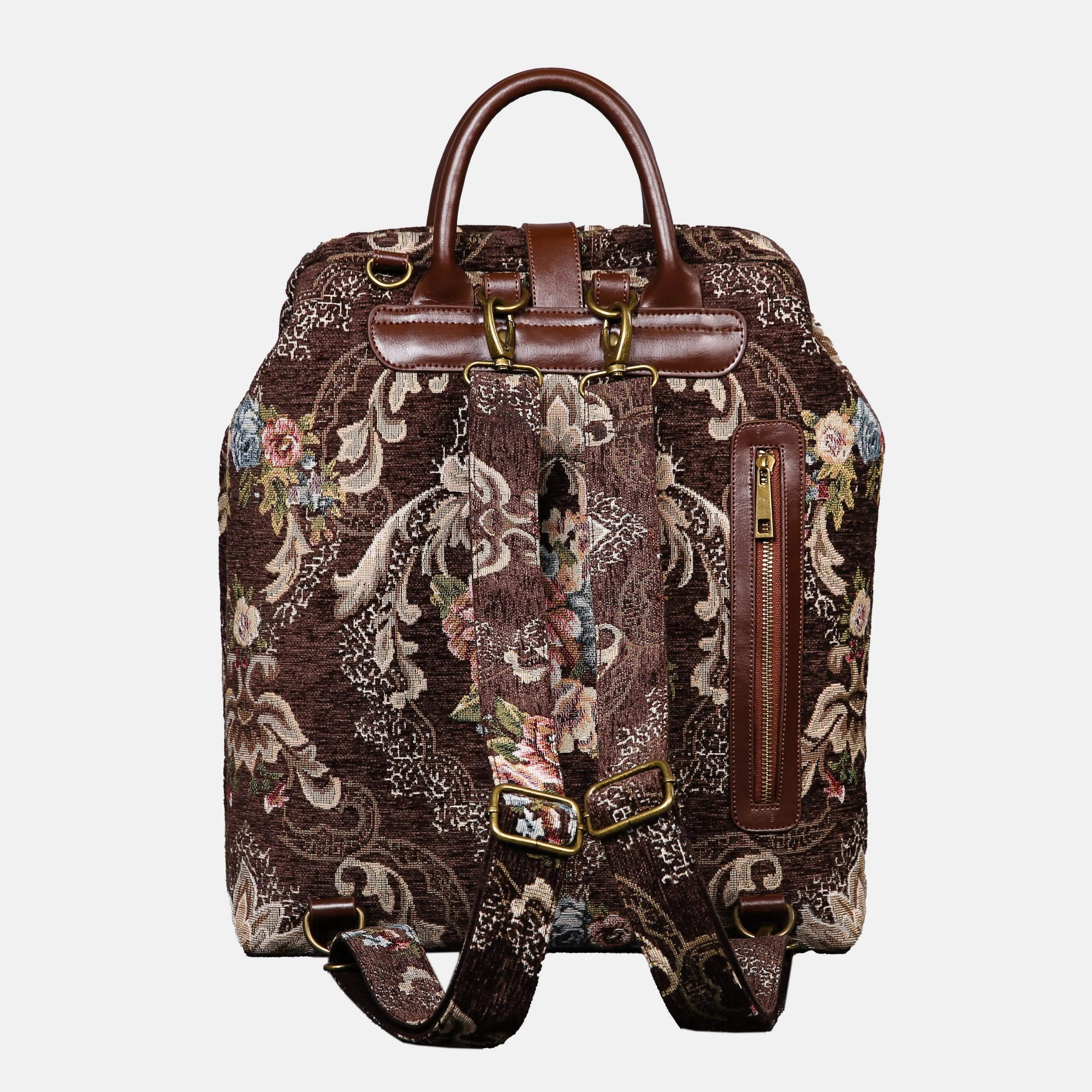 Floral Coffee Carpet Laptop Backpack Carpetbag of America back
