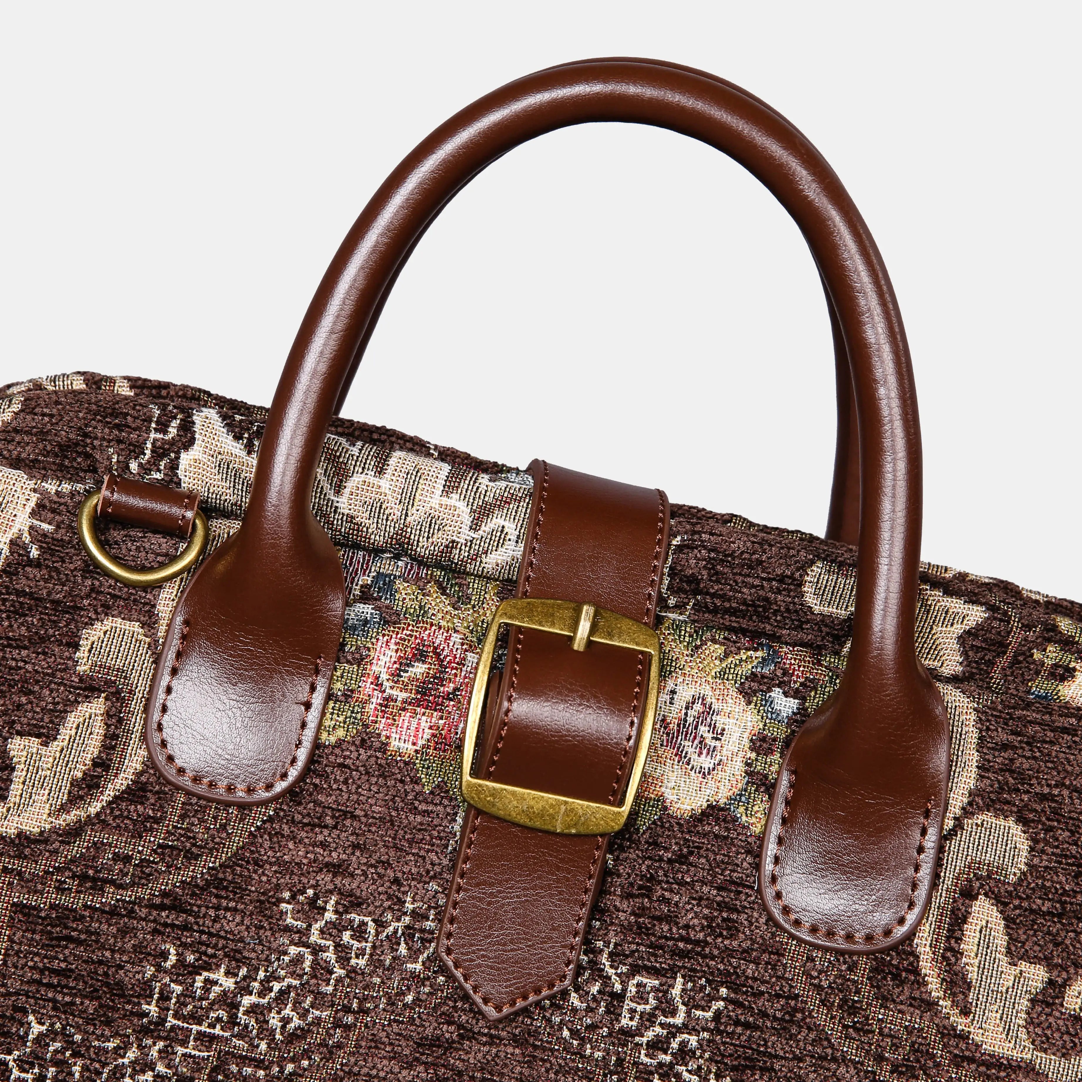 Floral Coffee Carpet Laptop Backpack Carpetbag of America buckle