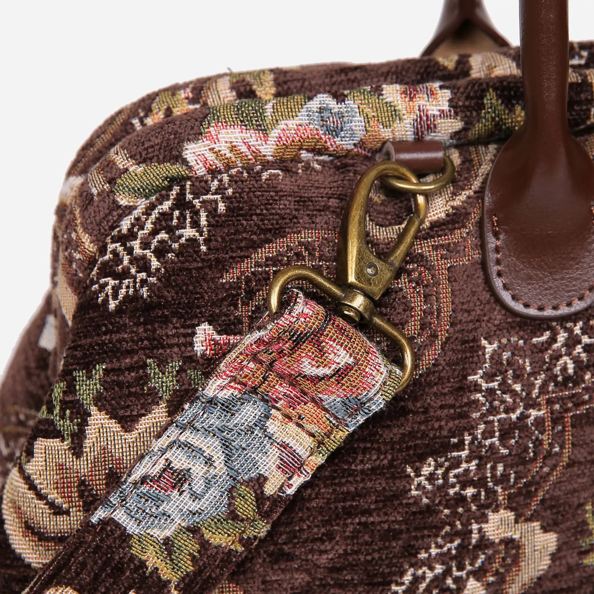 Floral Coffee Mary Poppins Weekender Carpetbag clasp