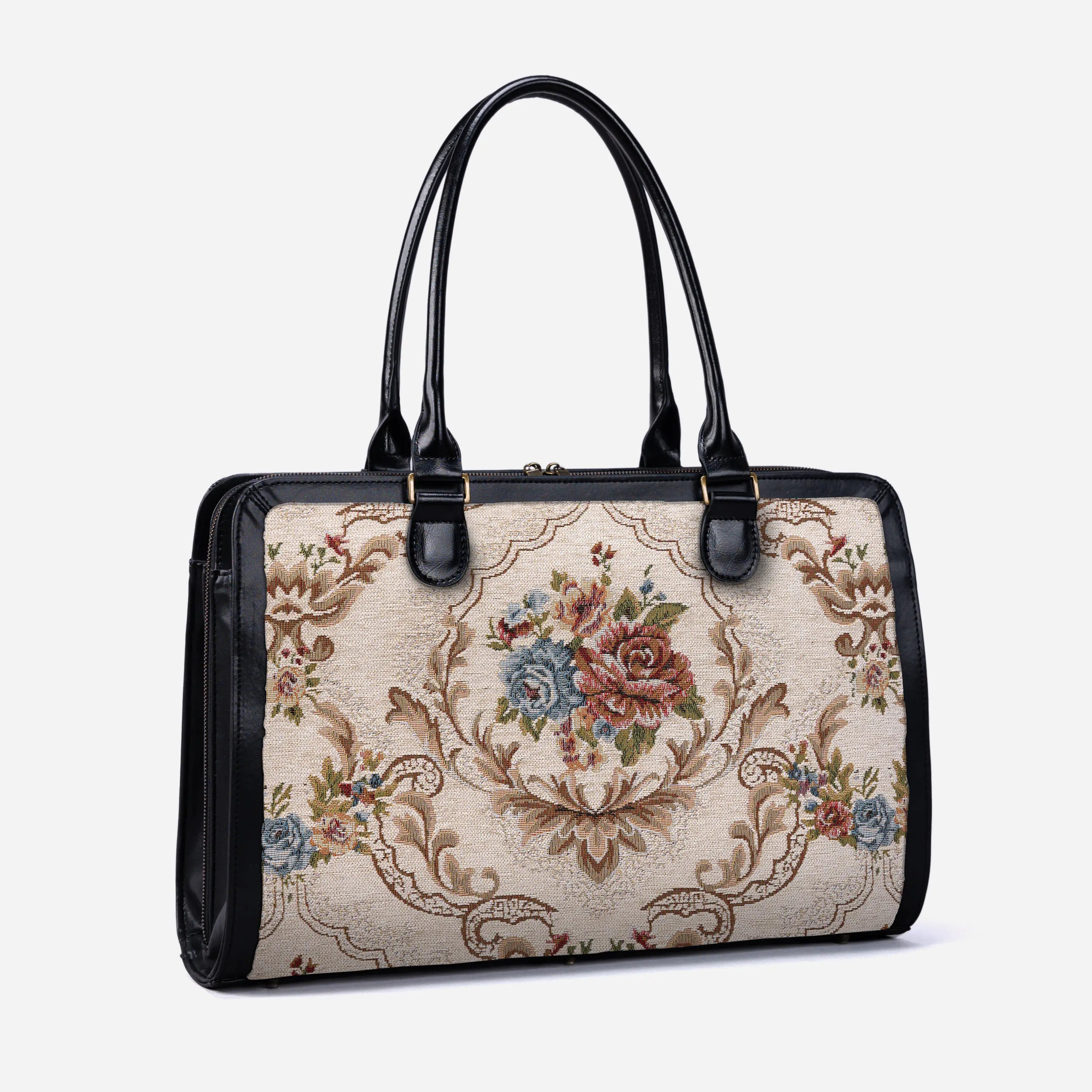 Floral Cream Business Tote of America side front