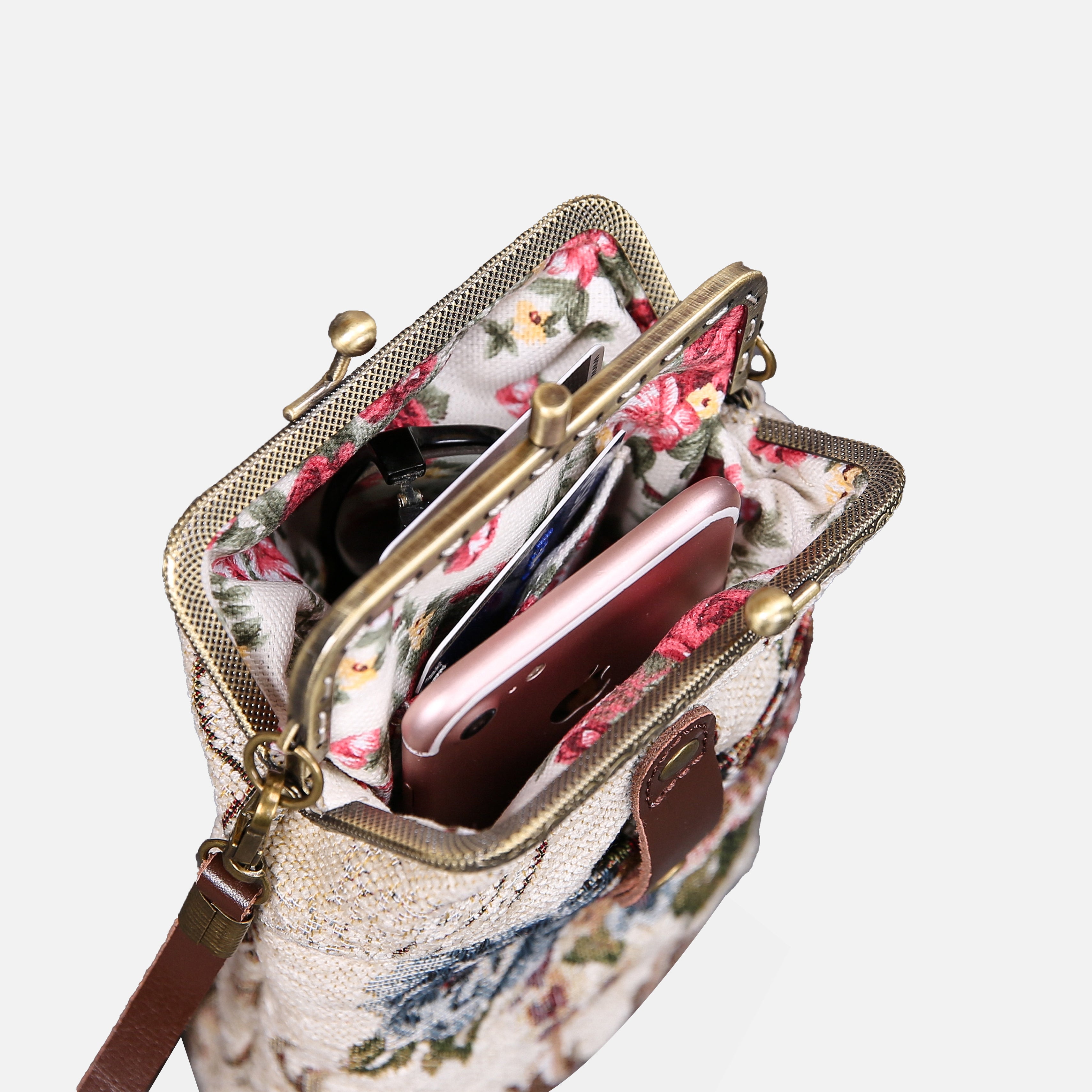 Floral Cream Carpet Phone Case Carpetbag of America in use