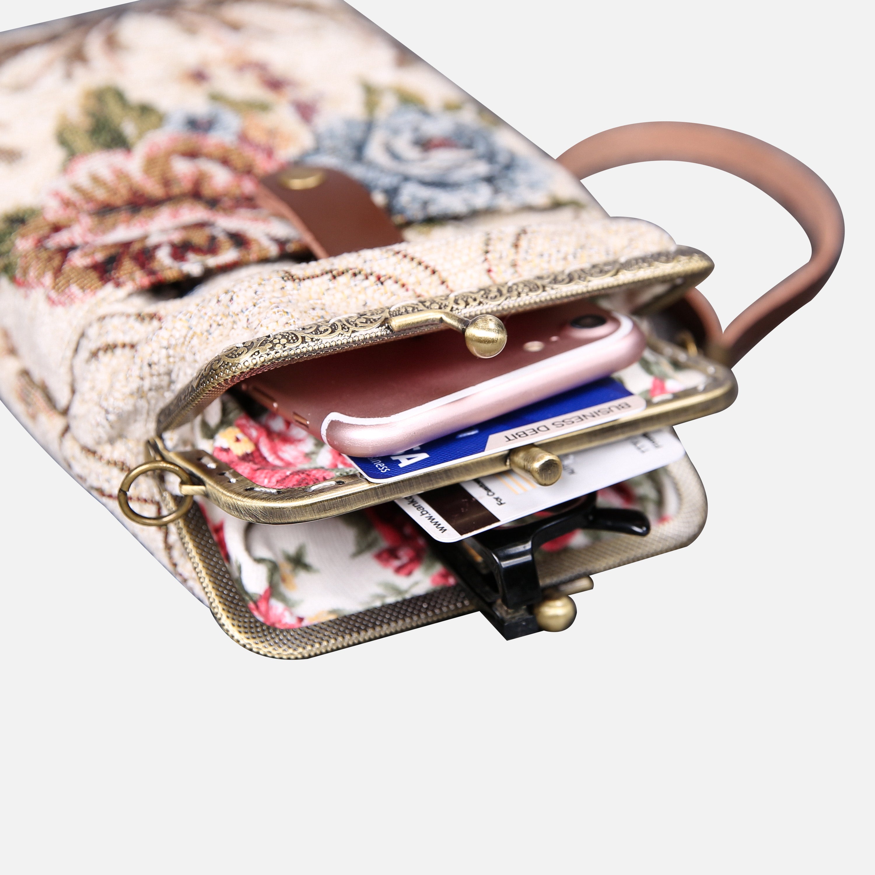 Floral Cream Carpet Phone Case Carpetbag of America opening