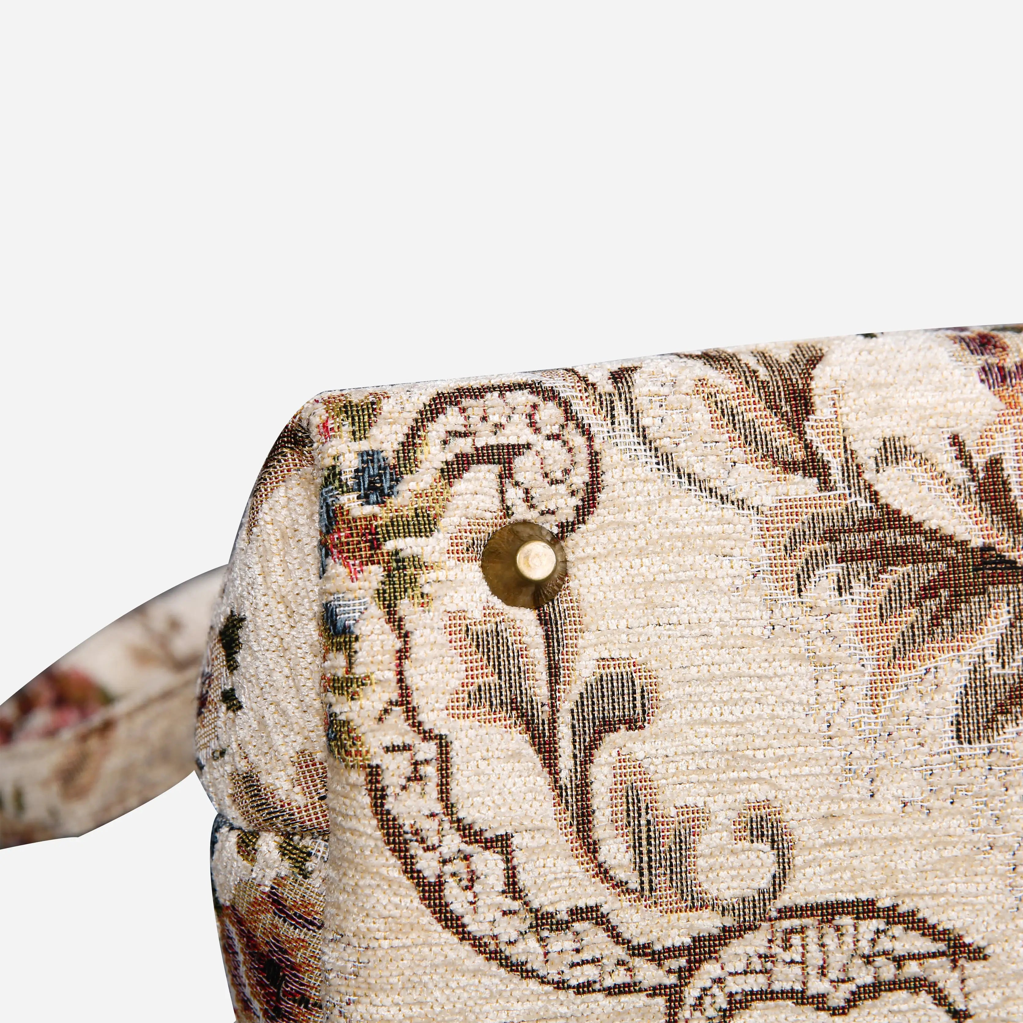 Floral Cream Carpet Satchel carpet bag MCW Handmade of America bottom