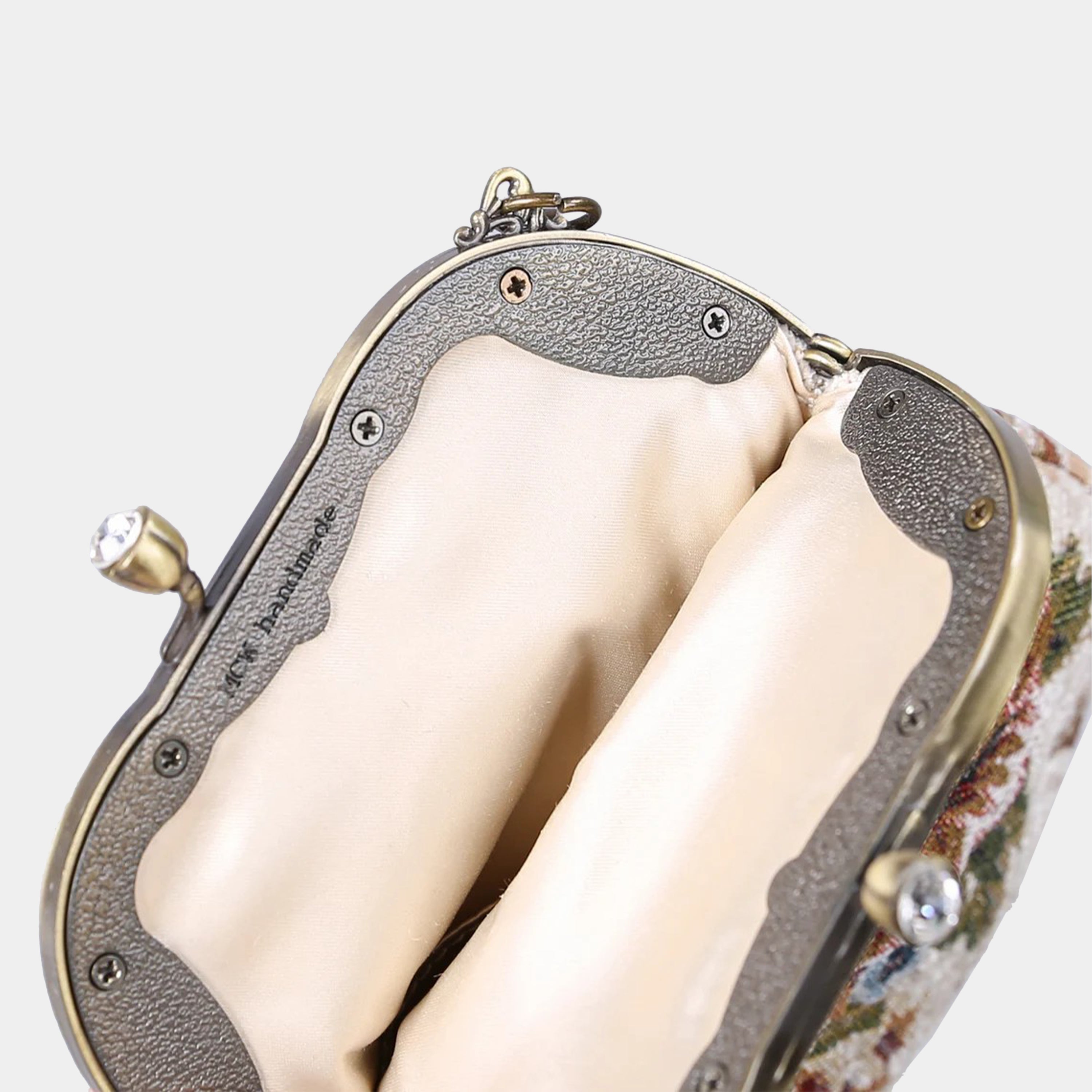 Floral Cream Chatelaine Purse Medium carpet bag of America top