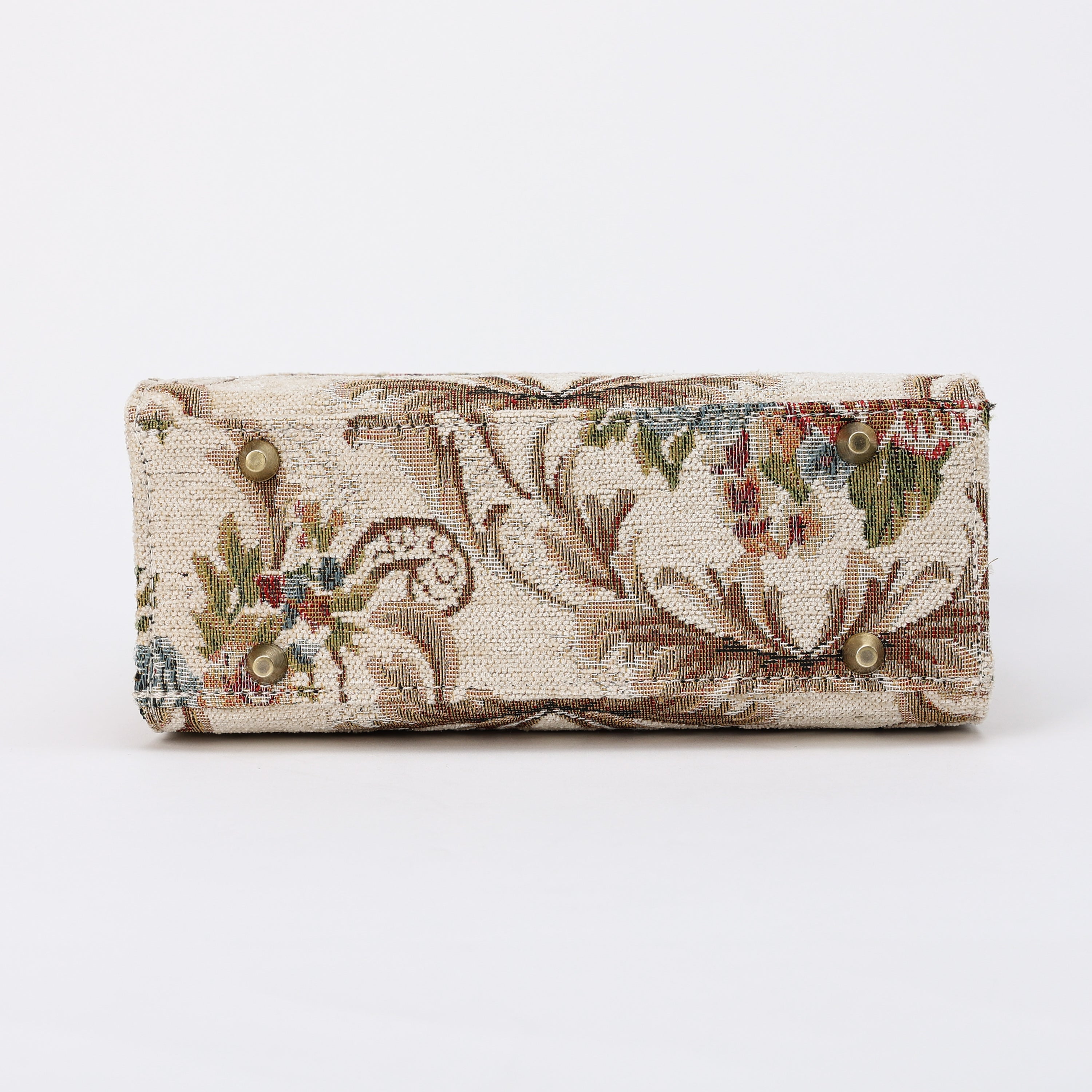 Floral Cream Flap Satchel Carpetbag of America bottom