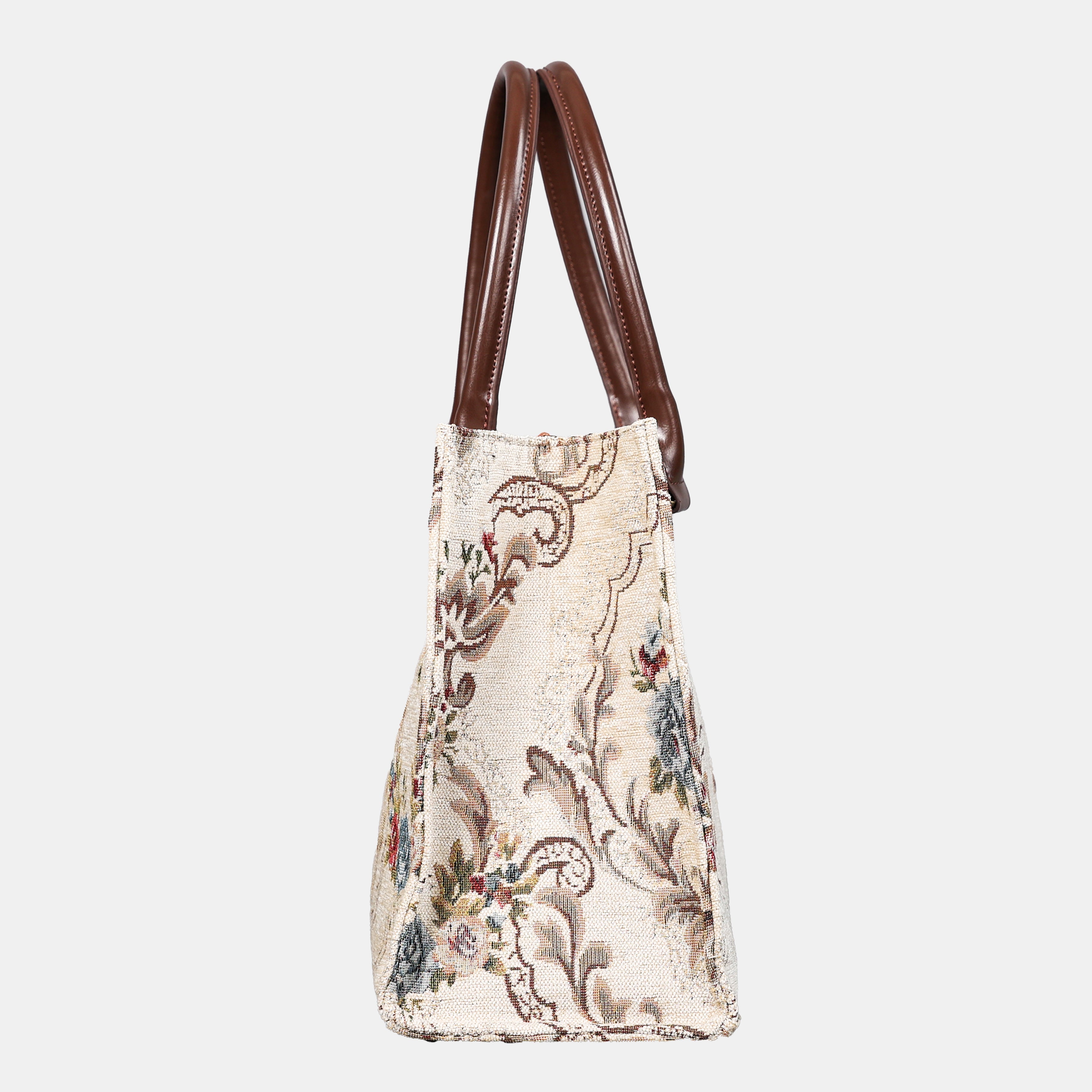 Floral Cream Laptop Work Tote of America side