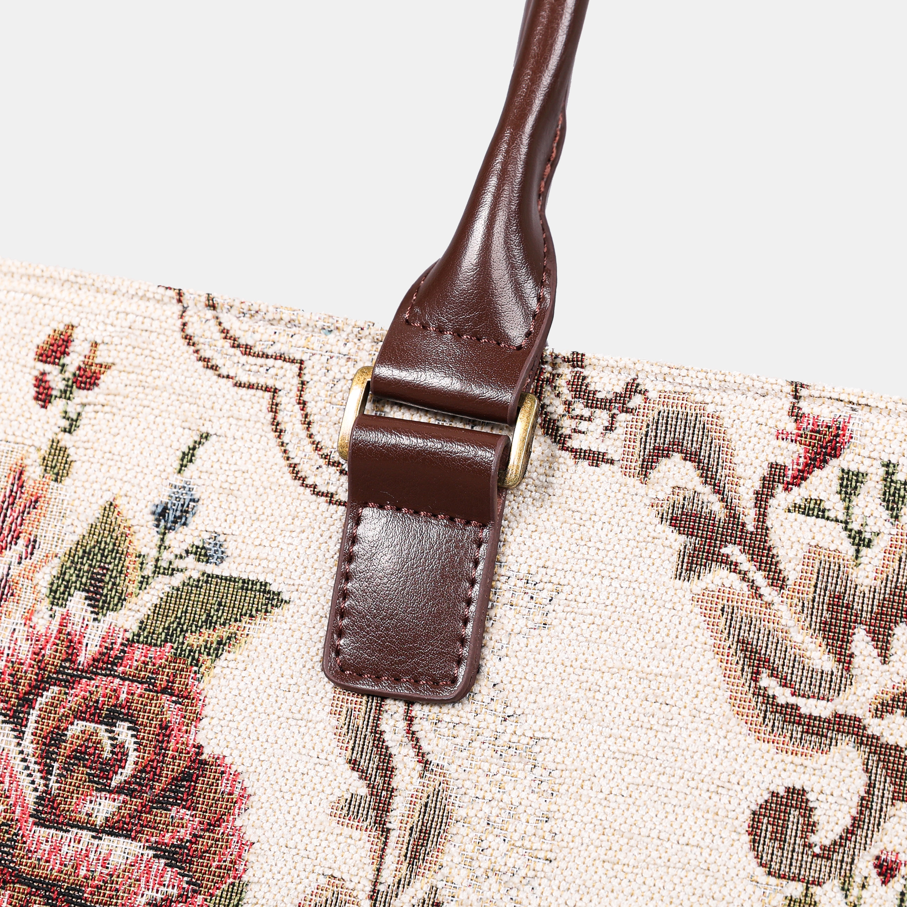 Floral Cream Laptop Work Tote of America detail