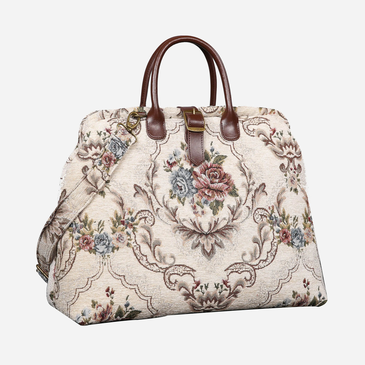 Floral Cream Mary Poppins Weekender Carpetbag front